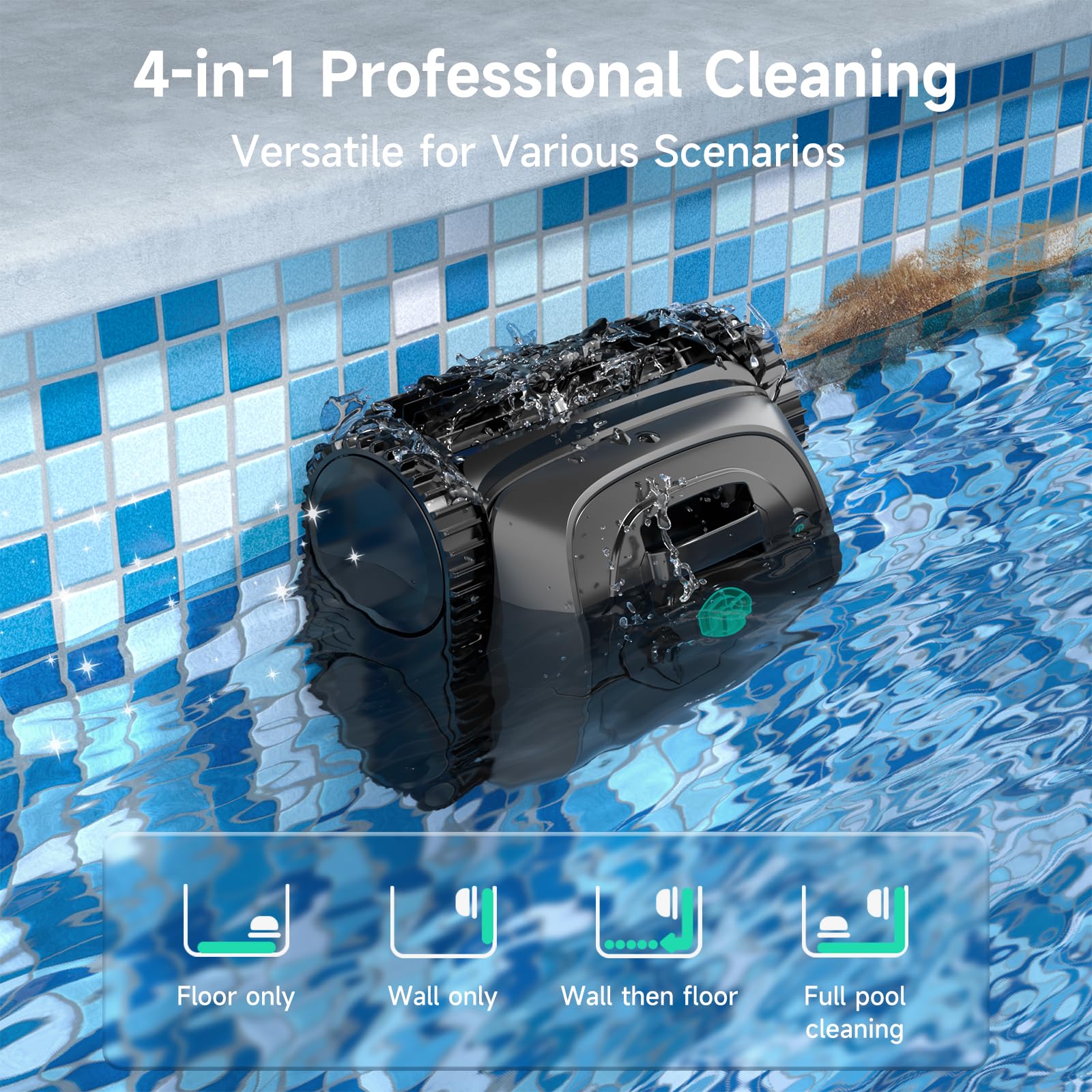 (2026 Upgrade) WYBOT C1 Cordless Robotic Pool Vacuum for Inground Pools, Above Ground Pool Cleaner 4-in-1 Wall & Waterline Cleaning Up to 1,614sq.ft, 150mins Smart Navigation, App Support - Image 6