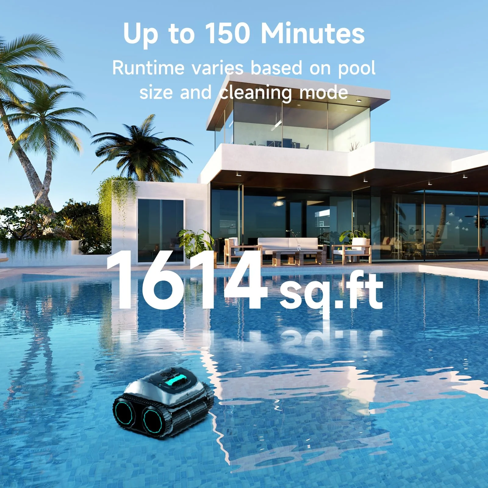 (2026 Upgrade) WYBOT C1 Pool Robot Vacuum for Inground Pools, 4-in-1 Cordless Robotic Pool Cleaner Lasts 150min, Triple-Motor up to 1,614 Sq.ft, Smart APP Support, Auto Wall & Waterline Cleaning - Image 3