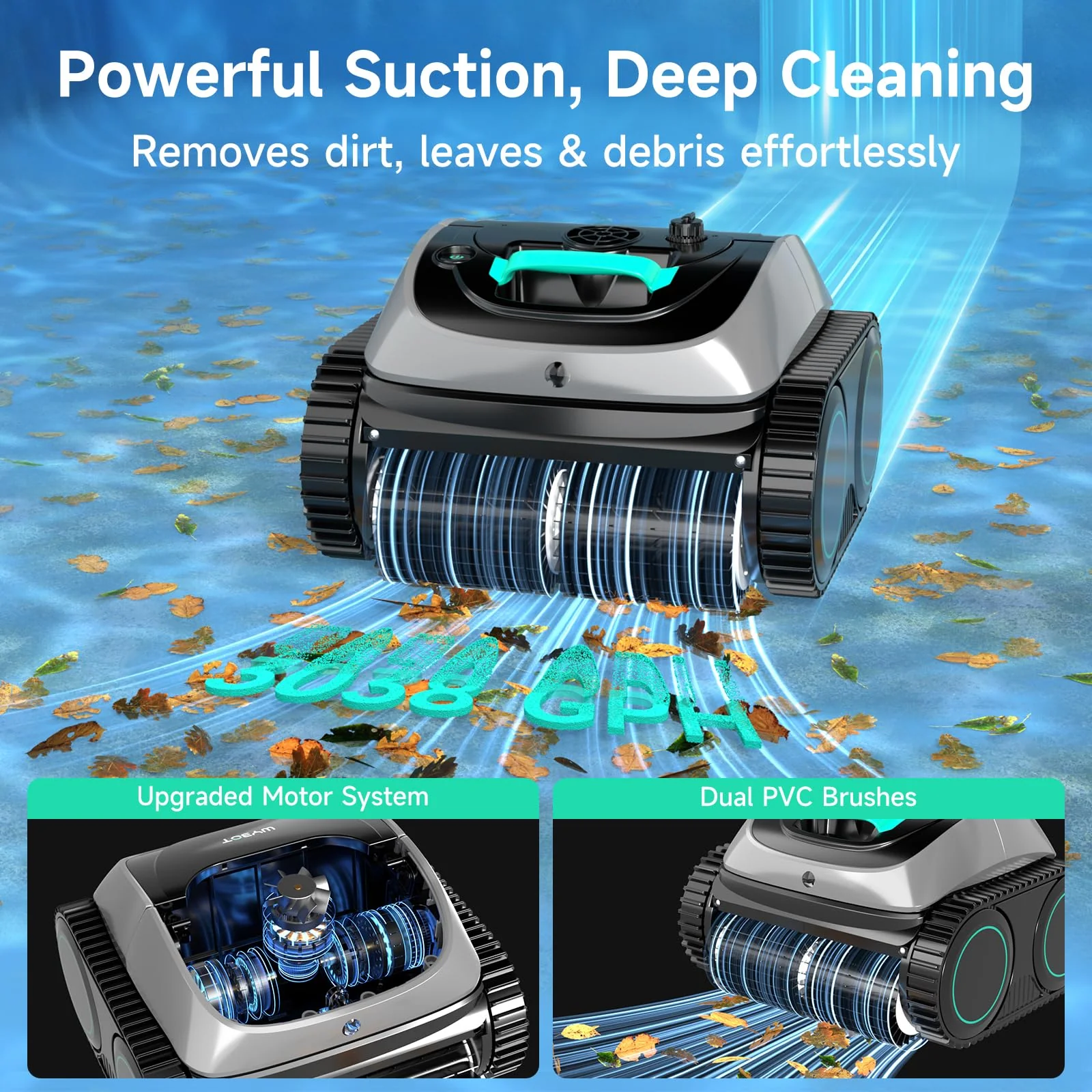 (2026 Upgrade) WYBOT C1 Pool Robot Vacuum for Inground Pools, 4-in-1 Cordless Robotic Pool Cleaner Lasts 150min, Triple-Motor up to 1,614 Sq.ft, Smart APP Support, Auto Wall & Waterline Cleaning - Image 8