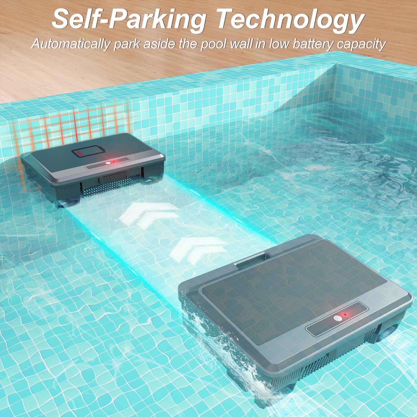2026 Upgraded Solar Powered Robotic Pool Skimmer Surface Cleaner Dual Charging Options Smart Obstacle Avoidance 24/7 Continuous Cleaning Ideal for Above Ground Pool -APP Support - Image 3