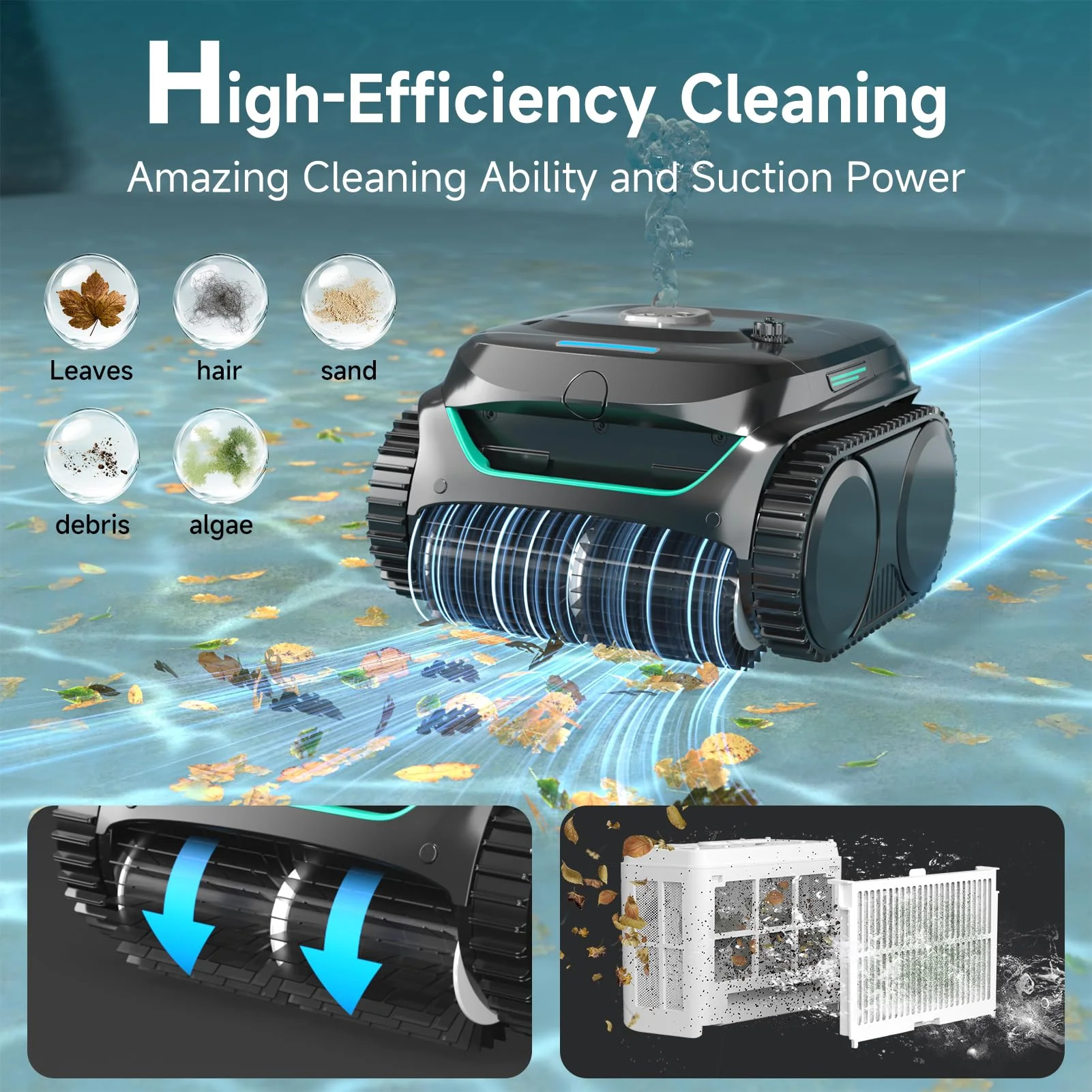 (2026 Upgraded) WYBOT C2 Cordless Robotic Pool Cleaner, Dual Filtration, Wall Climbing & Waterline Cleaning, App Scheduling, Smart Navigation, Pool Vacuum for Inground/Above Ground Pools-2152 Sq.ft - Image 9