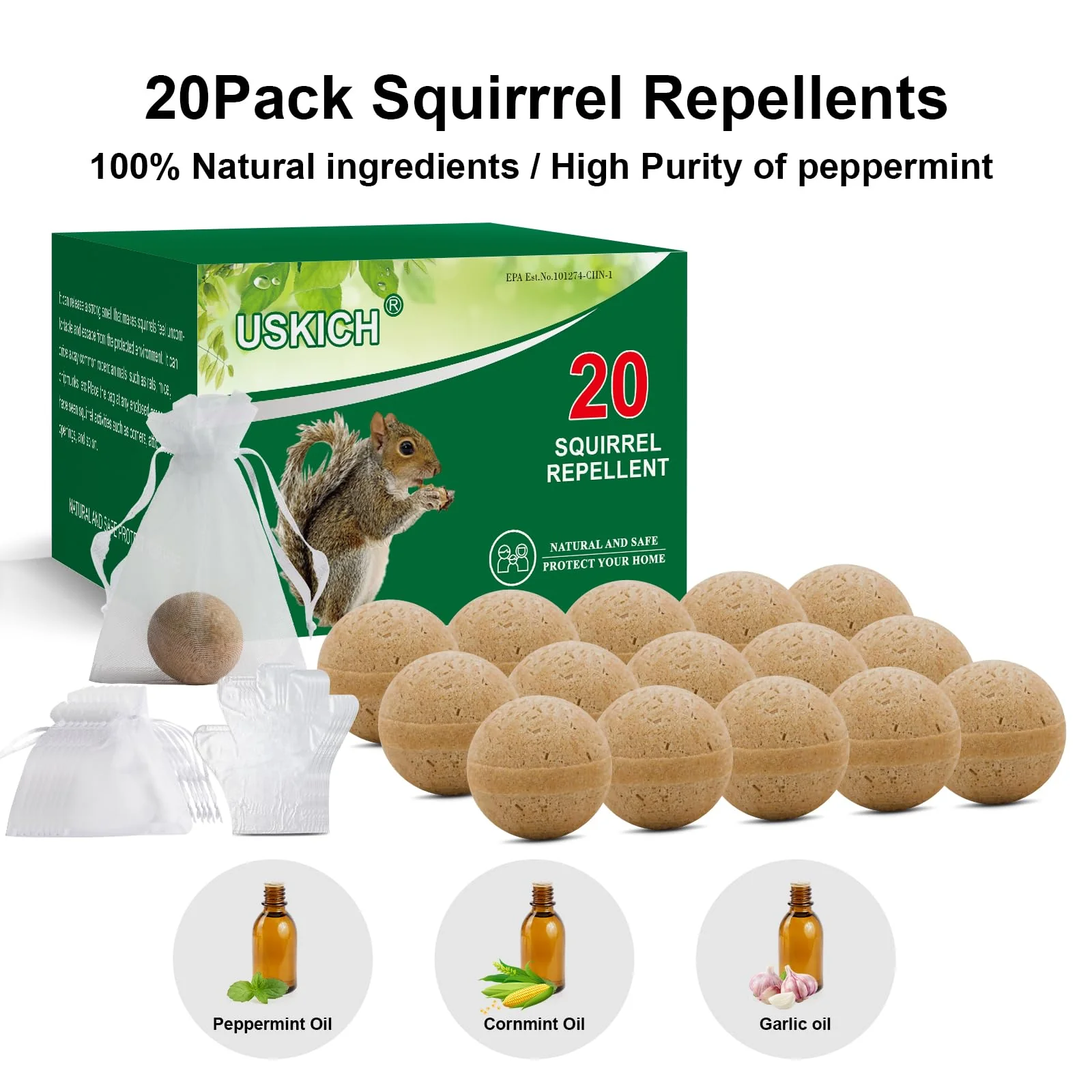 20Pack Squirrel Repellent Outdoor, Chipmunk Repellent Outdoor,Rodent Repellent,Squirrel Repellent for Attic and Cars Engines, Ultra Powerful Squirrel Deterrent Keep Squirrels Out of Garden - Image 8
