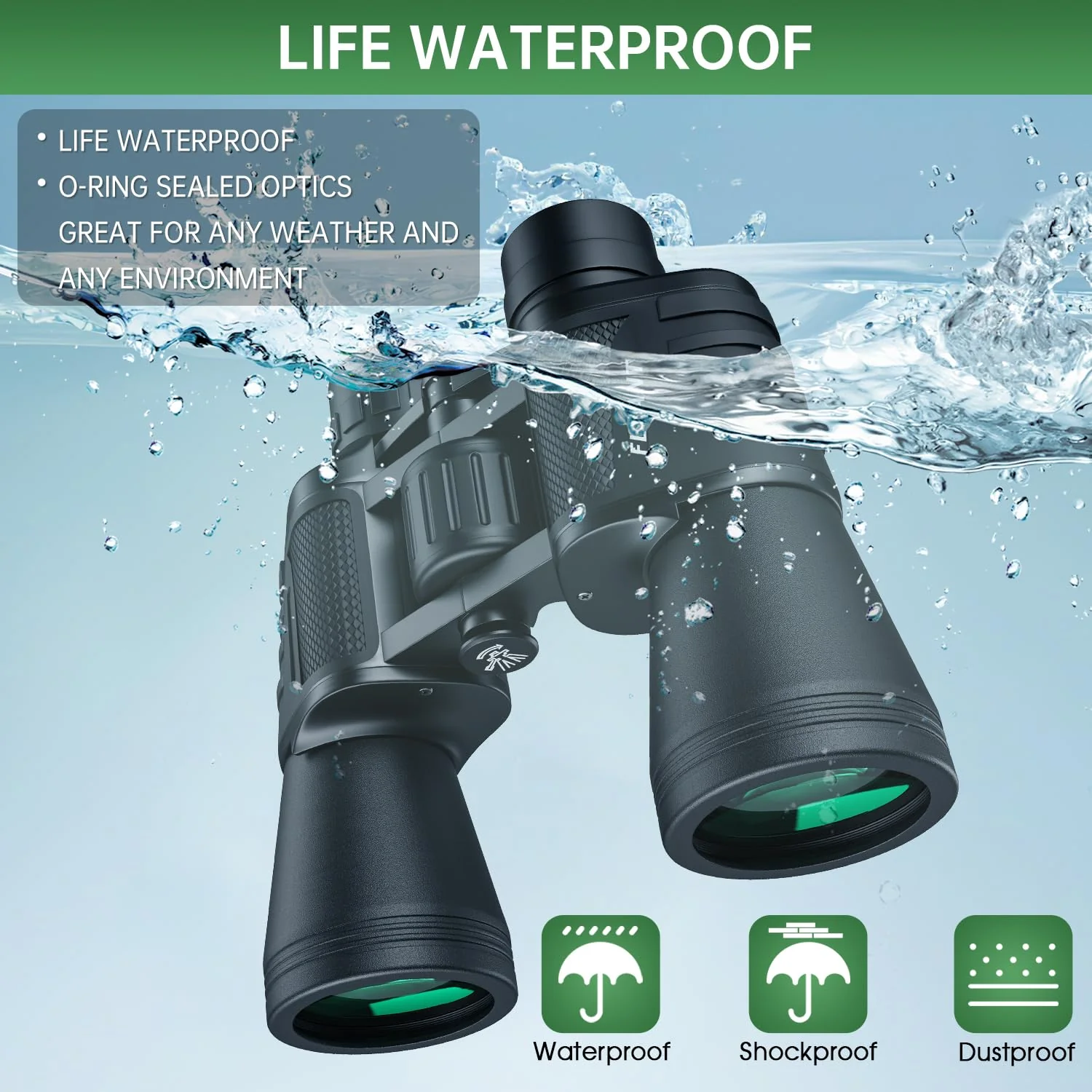 20x50 High Powered Binoculars for Adults, Waterproof Compact Binoculars with Low Light Vision for Bird Watching Hunting Camping Travel Cruise Hiking Sports Stargazing, Christmas Birthday Gifts for Men - Image 7
