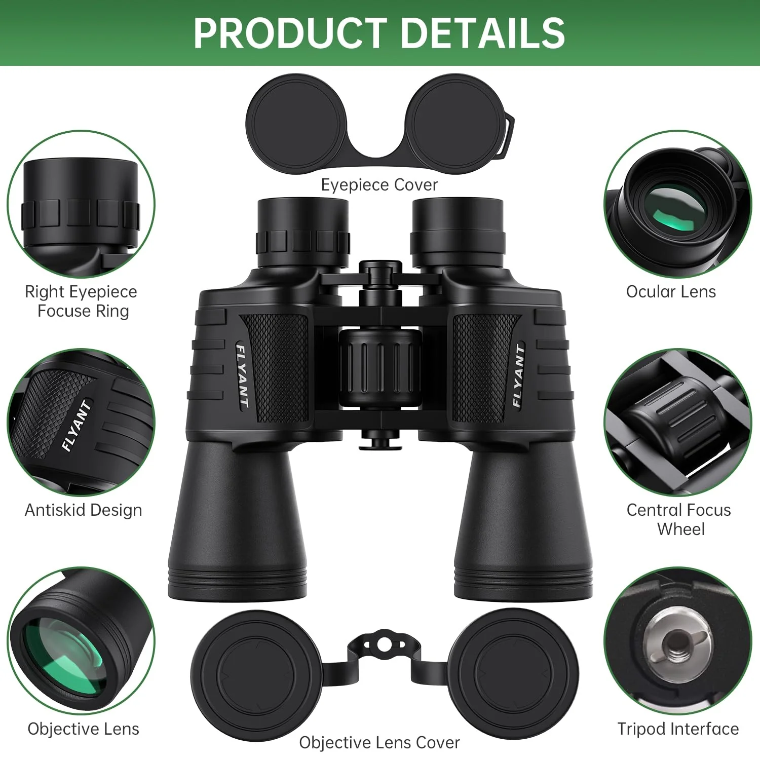 20x50 High Powered Binoculars for Adults, Waterproof Compact Binoculars with Low Light Vision for Bird Watching Hunting Camping Travel Cruise Hiking Sports Stargazing, Christmas Birthday Gifts for Men - Image 8