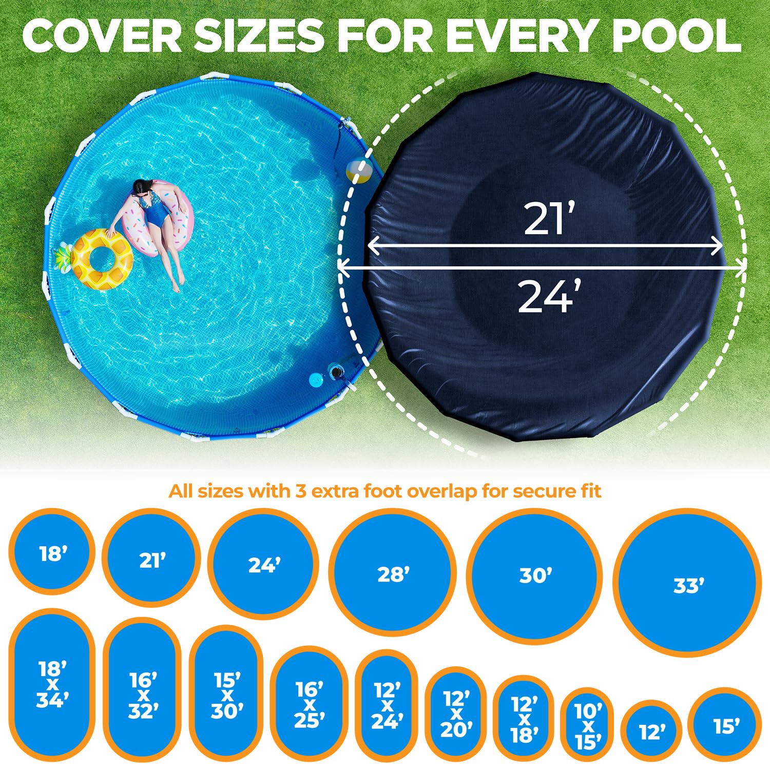 21 ft Round Pool Cover for Above Ground Pools, Above Ground Cover for Winter, Keeps Out Debris, Cold and UV Resistant, Supreme Mesh, Navy Blue - Image 3