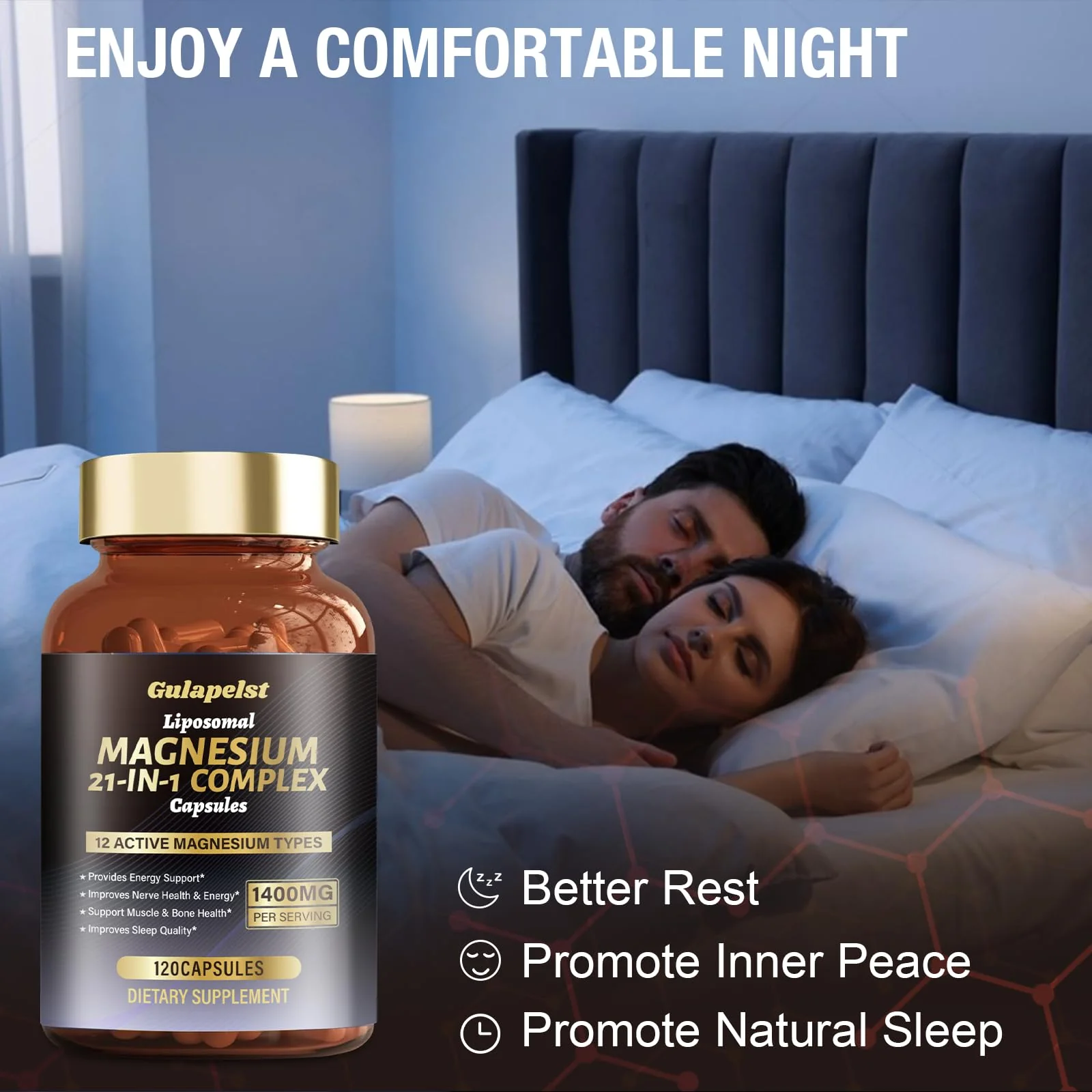 21 in 1 Liposomal 1400mg Magnesium Complex (Citrate, Glycinate, Malate etc) Capsule - 12 Active Types Magnesium with Vitamin D3, B6, B12, C, Ashwagandha & CoQ10 for Women & Men - Support Bone & Muscle - Image 5