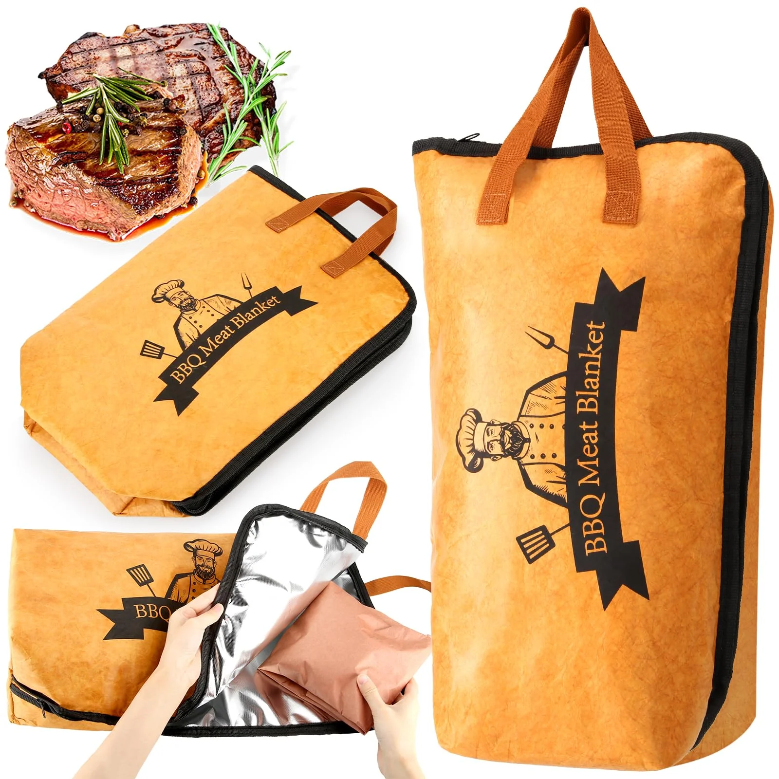 21in BBQ Blanket for Resting Meat - Smoking Meat Insulated Bag for Brisket/Beef/Pork Shoulder/Turkey - Christmas Gifts Stocking Stuffers - Birthday Anniversary Smoker Accessories Gift for Men Him Dad