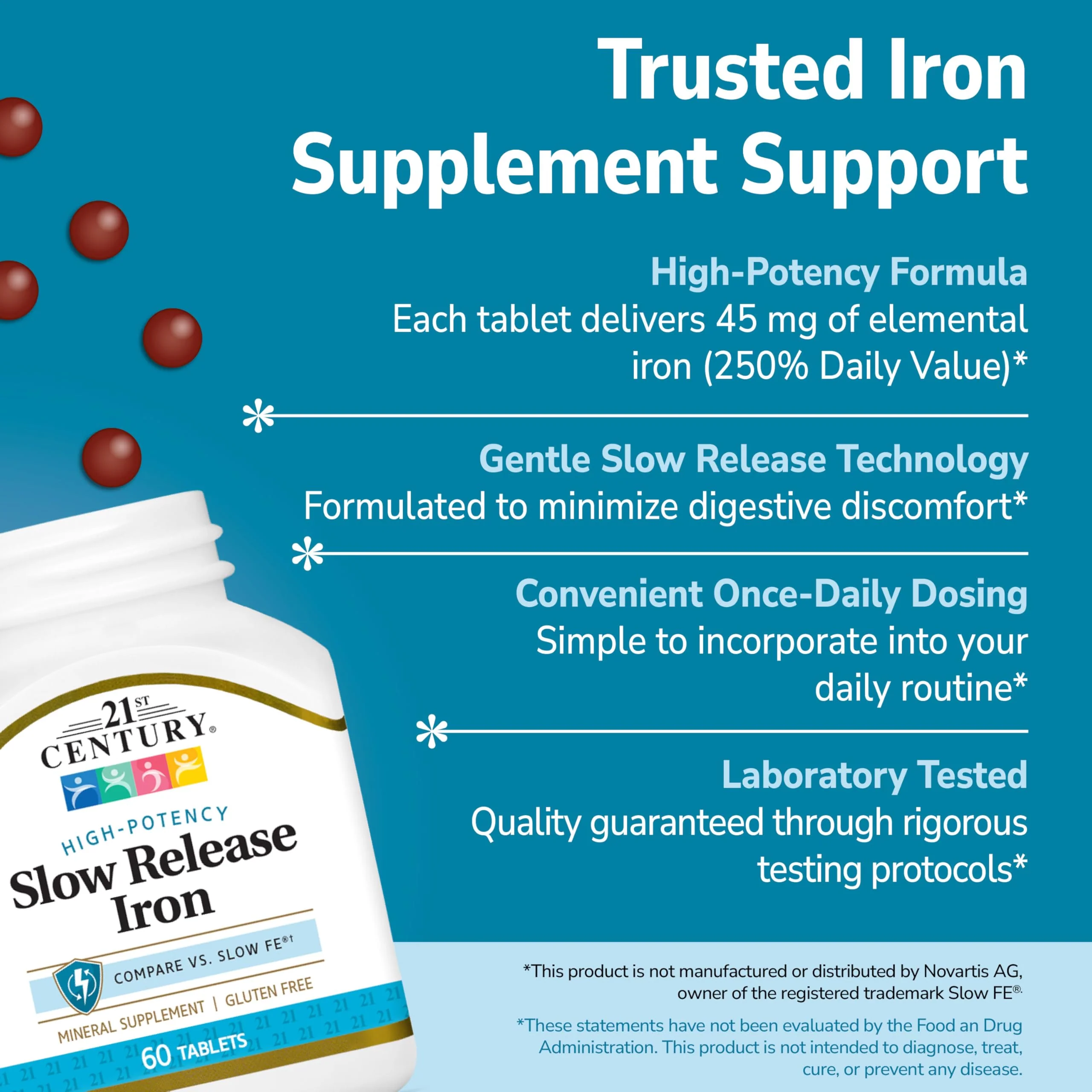 21st Century Slow Release Iron Tablets, 60 Count - Image 2