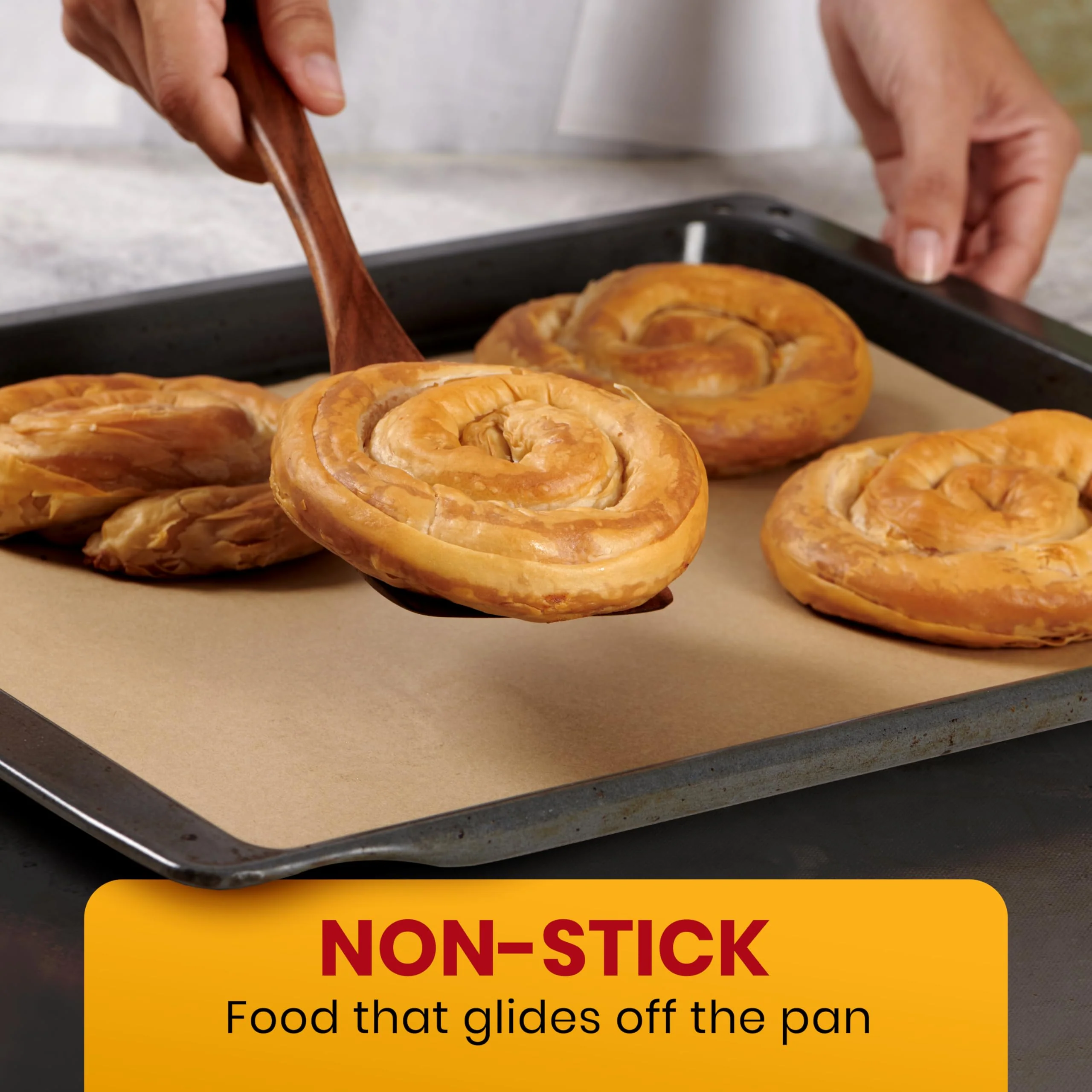 [220 Sheets] Full Sheet Pan 16 x 24 Inch Parchment Paper Baking Sheets by Baker’s Signature | Precut Silicone Coated & Unbleached – Will Not Curl or Burn – Non-Toxic & Comes in Convenient Packaging - Image 2