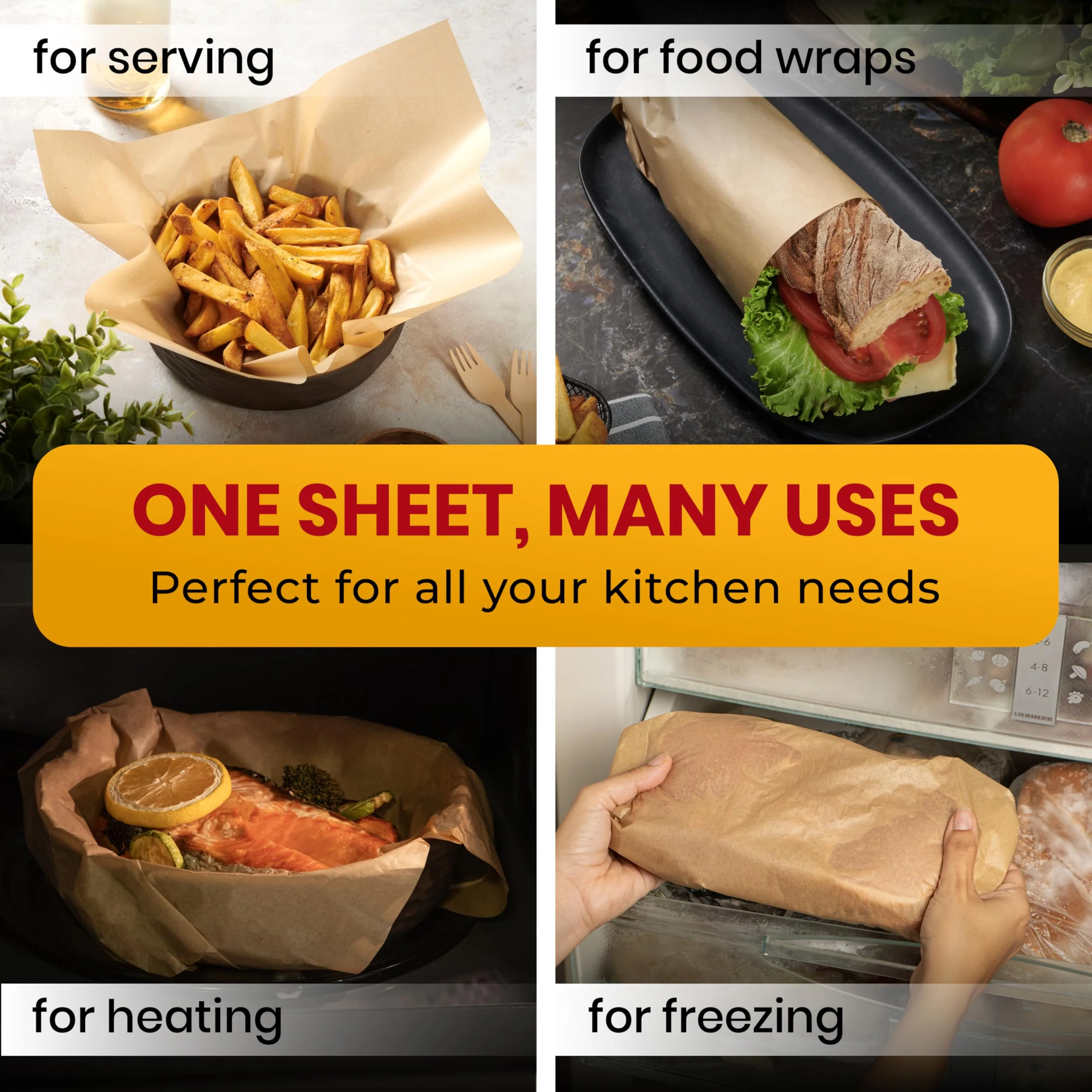 [220 Sheets] Full Sheet Pan 16 x 24 Inch Parchment Paper Baking Sheets by Baker’s Signature | Precut Silicone Coated & Unbleached – Will Not Curl or Burn – Non-Toxic & Comes in Convenient Packaging - Image 4
