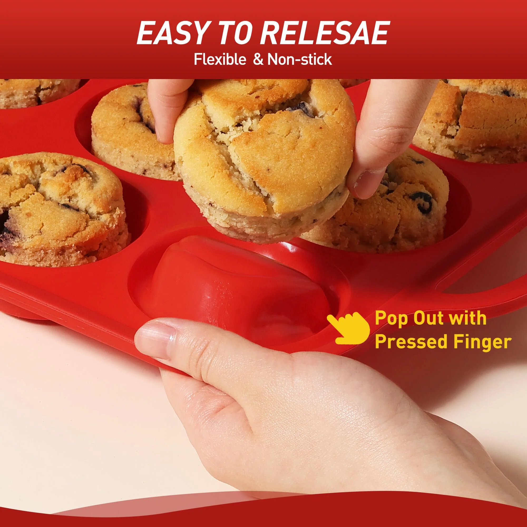 24 Cups Silicone Muffin Pan with Metal Reinforced Frame Mini Size Cupcake Pan Tray Egg Bites Silicone Circle Cookie Molds Muffin Tin Tart Pans Baking Sheet Set for Breakfast Sandwiches Round - Image 7