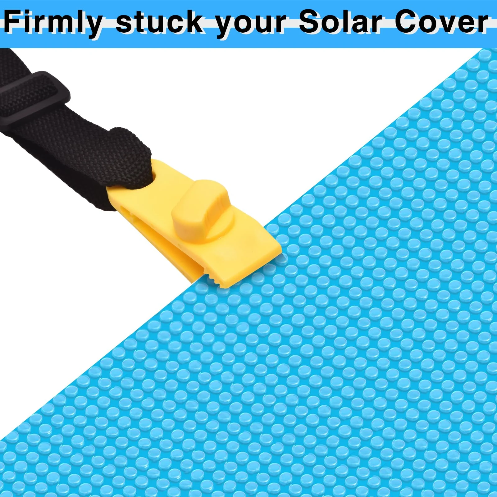 24 Pcs Pool Solar Cover Reel Attachment Kit, Solar Cover Reel Blanket Straps and Clips for Universal Inground Swimming Pool (Yellow, Straps) - Image 6