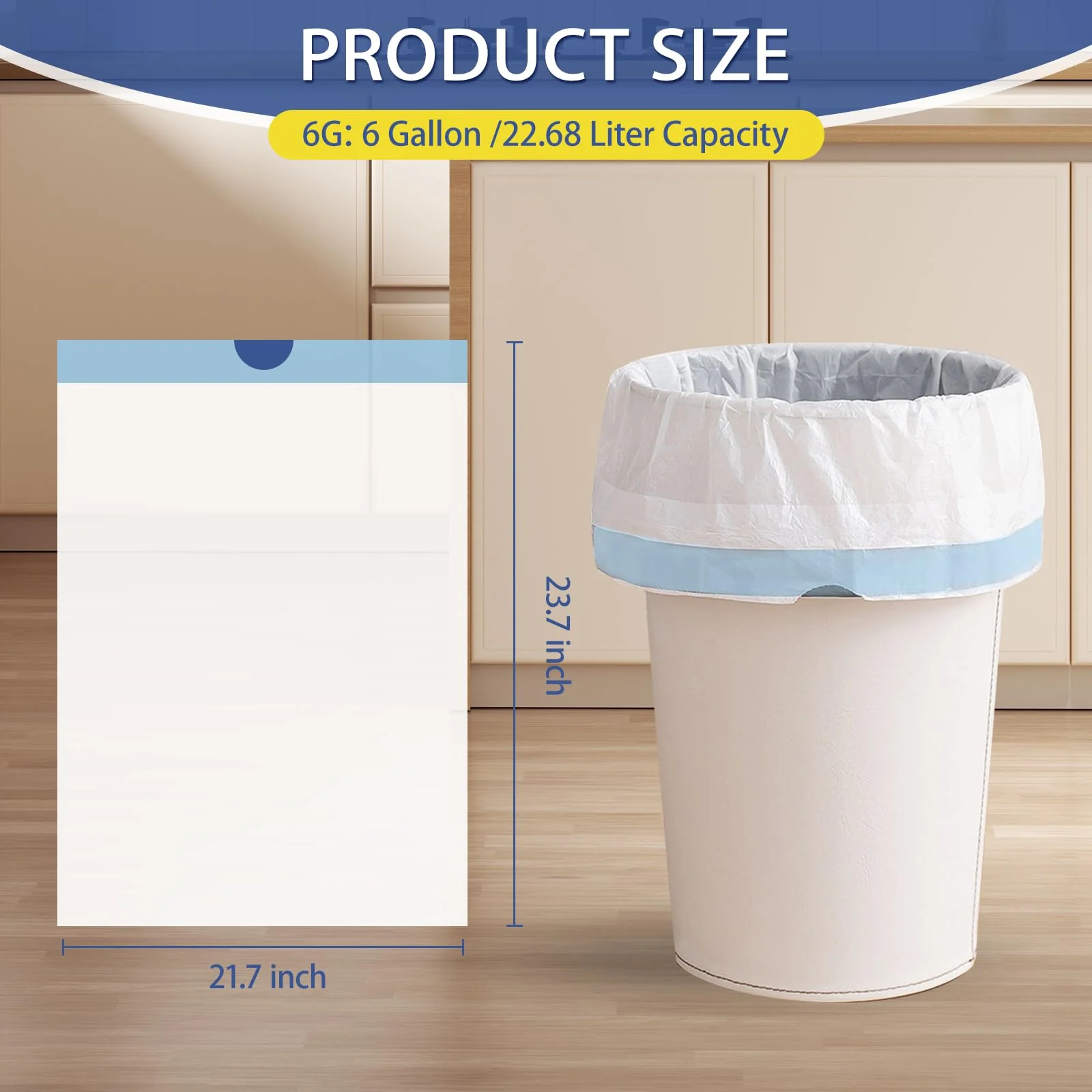 240 Count 6 Gallon Trash Bags Drawstring - Medium Garbage Bags 1.1 Mil,22.5 Liter Strong Plastic Trash Can Liners Unscented,Thick Waste Basket Bags for Home Bathroom Office Kitchen - Image 3