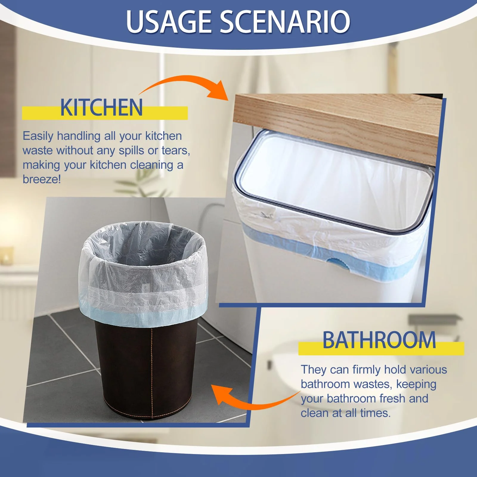 240 Count 6 Gallon Trash Bags Drawstring - Medium Garbage Bags 1.1 Mil,22.5 Liter Strong Plastic Trash Can Liners Unscented,Thick Waste Basket Bags for Home Bathroom Office Kitchen - Image 5
