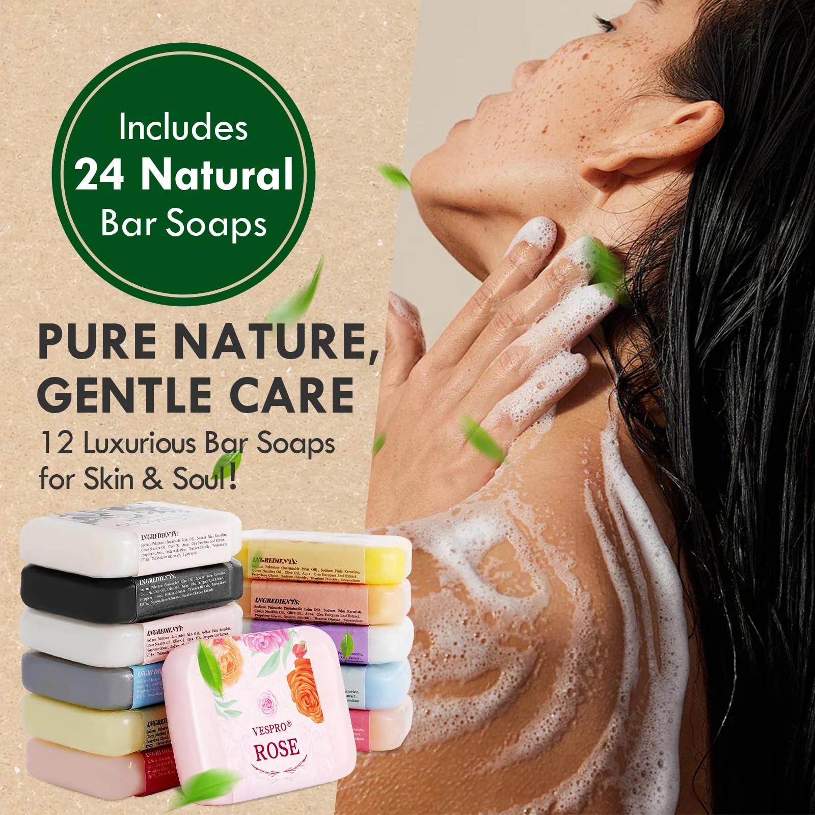 24Pack Natural Bar Soap Gift Set with Olive Extract, Moisturizing, Body Wash & Face, Bulk Gifts for Women, Thank You Gifts, Teacher Appreciation Gifts, Nurse Gifts, Mothers Day Gifts, Travel Size - Image 5