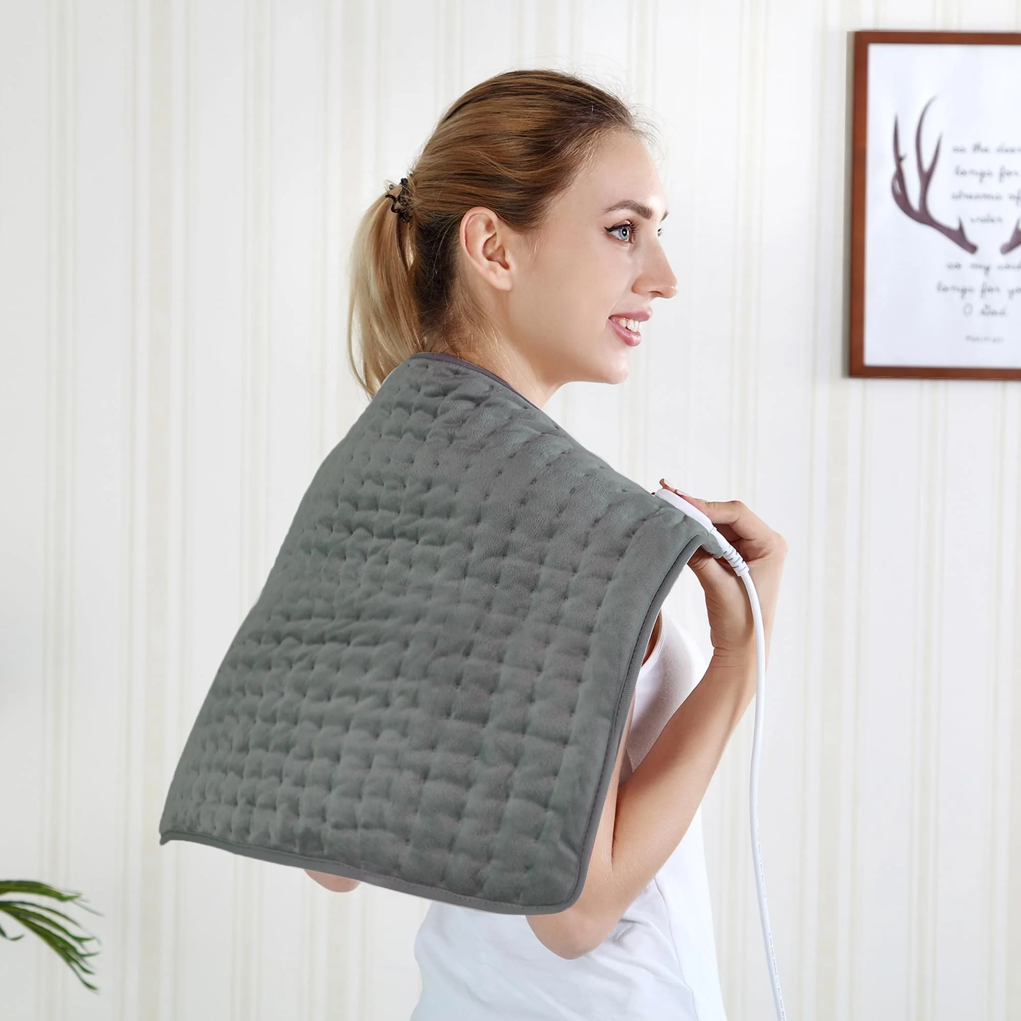 24"X20" Electric Heating pad with 6 Heat Settings, Auto Shut Off, Dark Gray Dry Electric Heating for Back Neck Knee Arms Legs Shoulder Heat Pads for Christmas Birthday Father's Day Mother's Day - Image 6