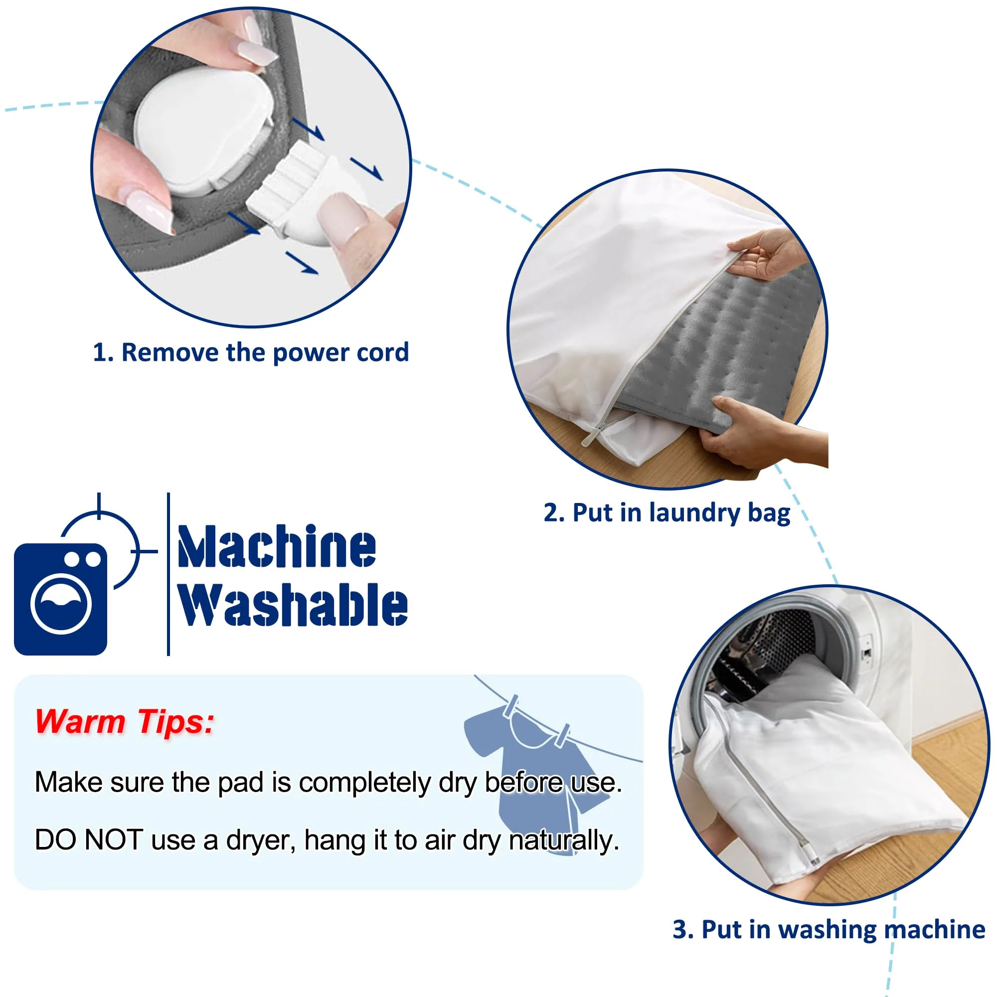 24"X20" Electric Heating pad with 6 Heat Settings, Auto Shut Off, Dark Gray Dry Electric Heating for Back Neck Knee Arms Legs Shoulder Heat Pads for Christmas Birthday Father's Day Mother's Day - Image 7