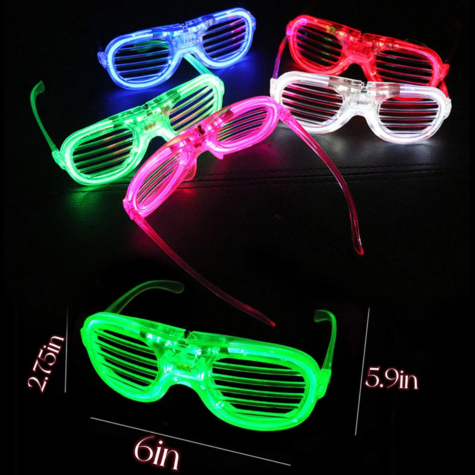 25 Packs LED Glasses 5 Neon Colors glow in the dark party supplies Favor for Kids Adult Glow sticks Light Up Glasses fit Holiday Birthday Valentine's Day and Halloween Party Supplies Cosplay Christmas - Image 8