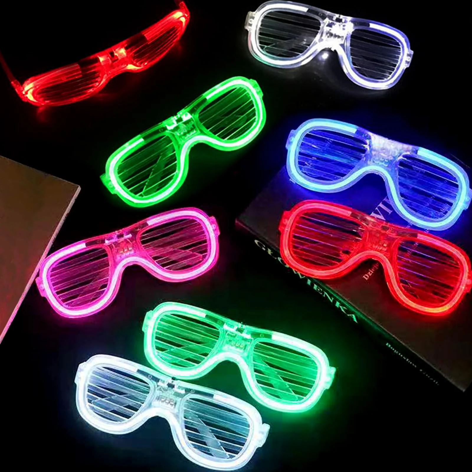 25 Packs LED Glasses 5 Neon Colors glow in the dark party supplies Favor for Kids Adult Glow sticks Light Up Glasses fit Holiday Birthday Valentine's Day and Halloween Party Supplies Cosplay Christmas - Image 9