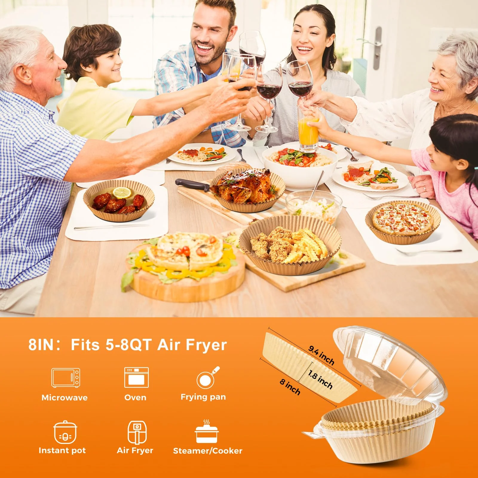 250 Pcs 8" Round Air Fryer Liners Disposable, Unbleached Parchment Paper Liners for Airfryer Basket, Non-Stick & Leakproof Baking Paper for Oven Roasting - Image 7