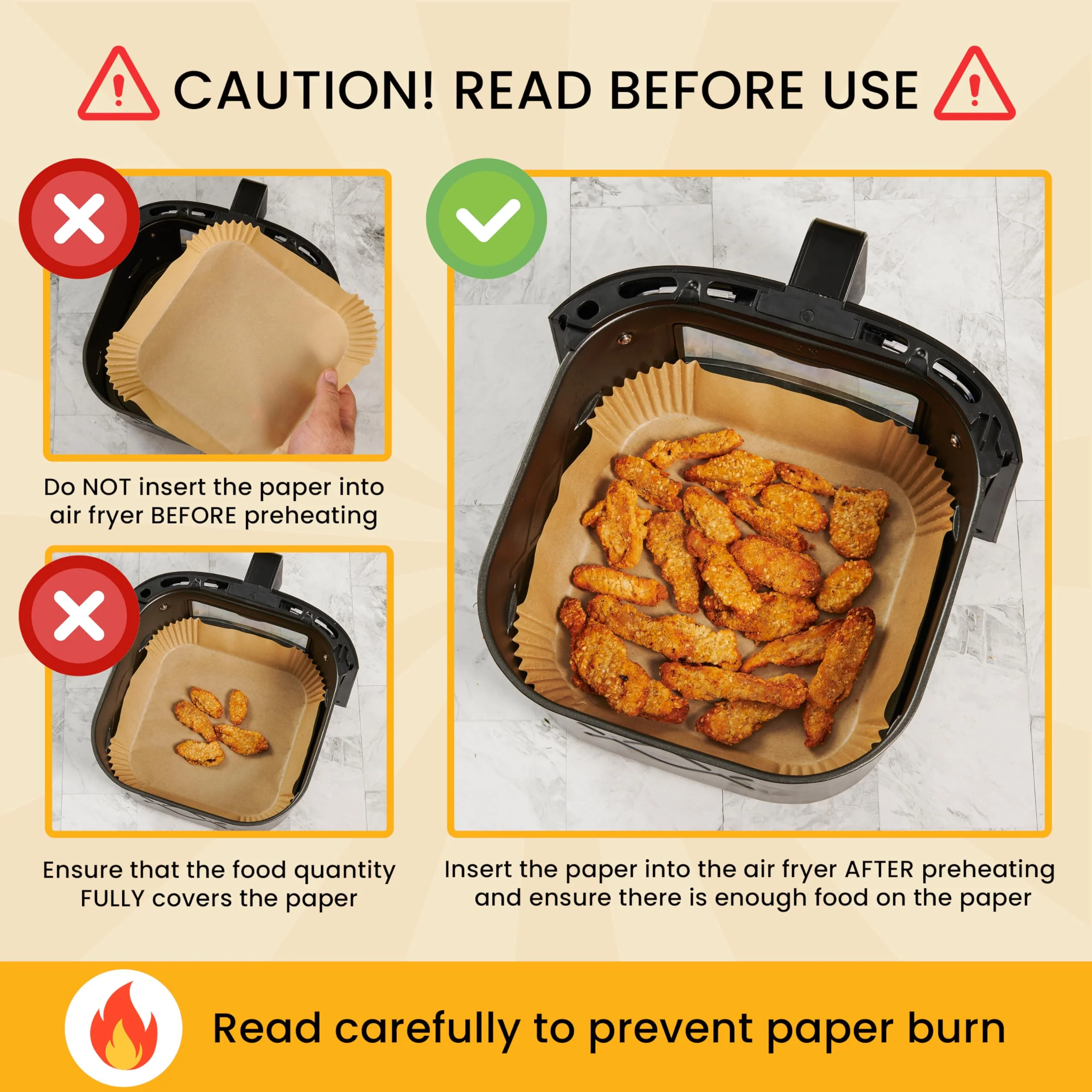 250 pcs Air Fryer Liners, Disposable Airfryer Paper Liners – Non-Stick and Oil Proof for Easy Cleanup, Great for Oven, Pans & Baking – 8” Square for 5-8 qt Basket by Baker's Signature - Image 2