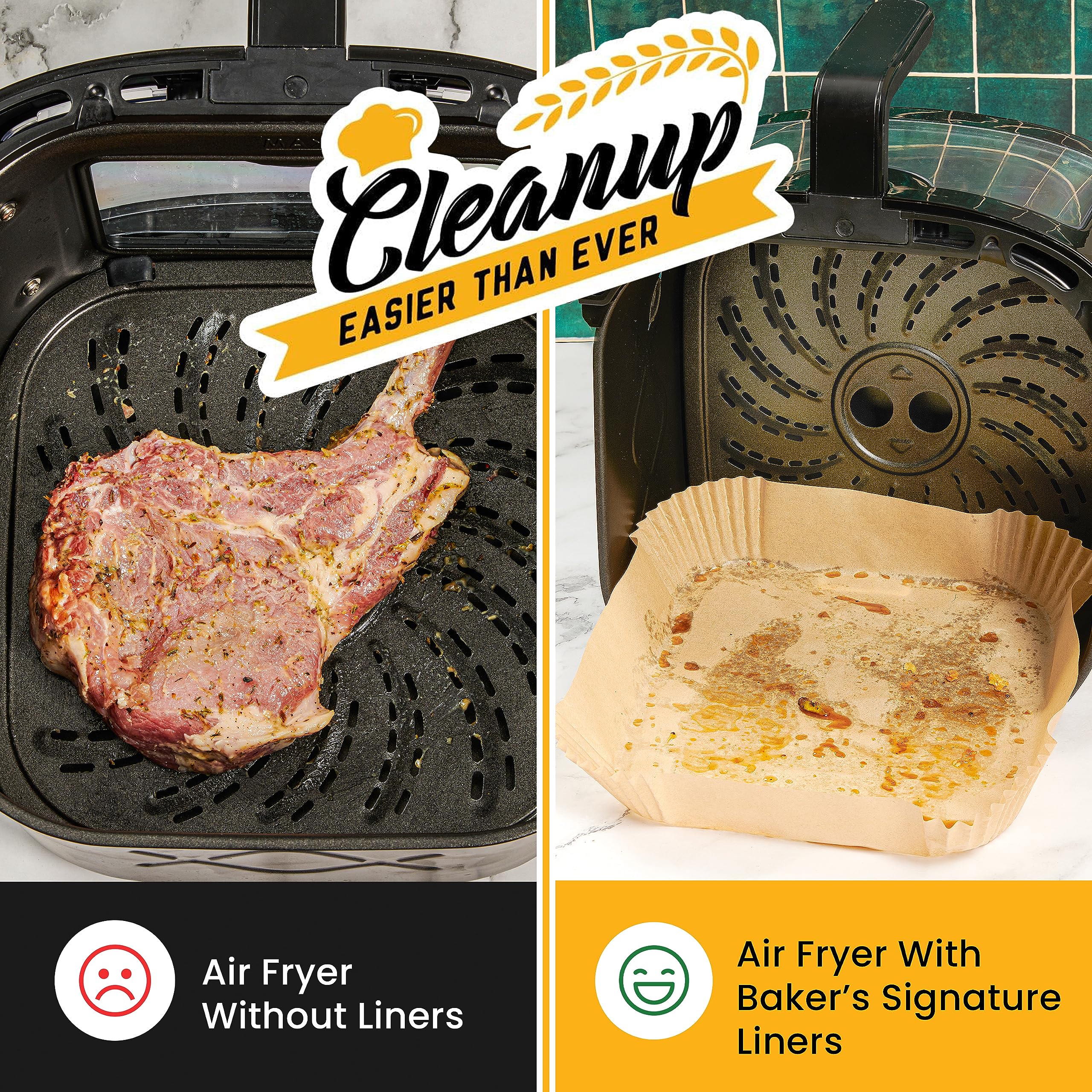 250 pcs Air Fryer Liners, Disposable Airfryer Paper Liners – Non-Stick and Oil Proof for Easy Cleanup, Great for Oven, Pans & Baking – 8” Square for 5-8 qt Basket by Baker's Signature - Image 7