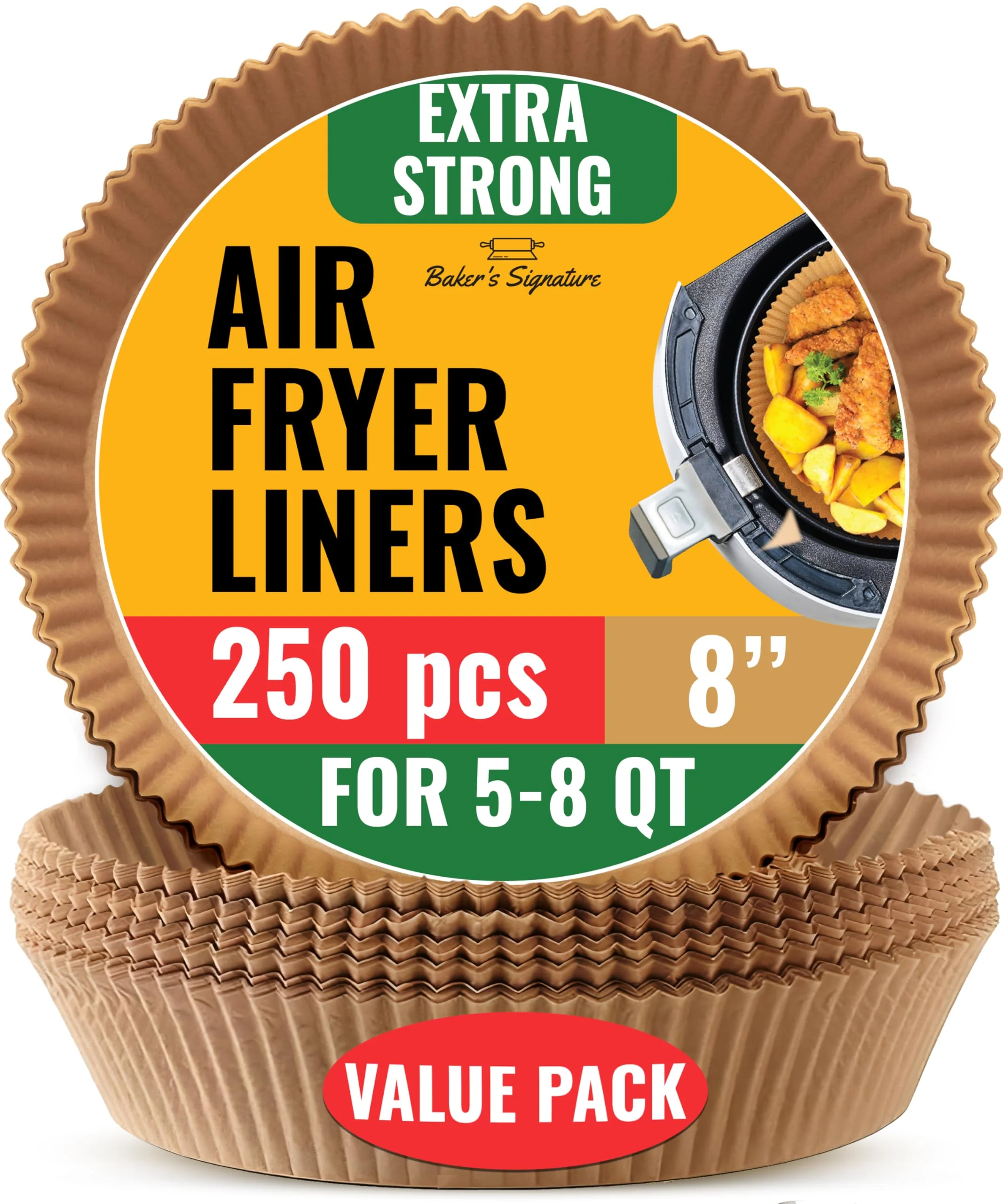 250 pcs Air Fryer Liners for Ninja, Round Disposable Airfryer Paper Liners – Non-Stick and Oil Proof for Easy Cleanup, Great for Oven, Pans & Baking – 8 Inch for 5-8 qt Basket
