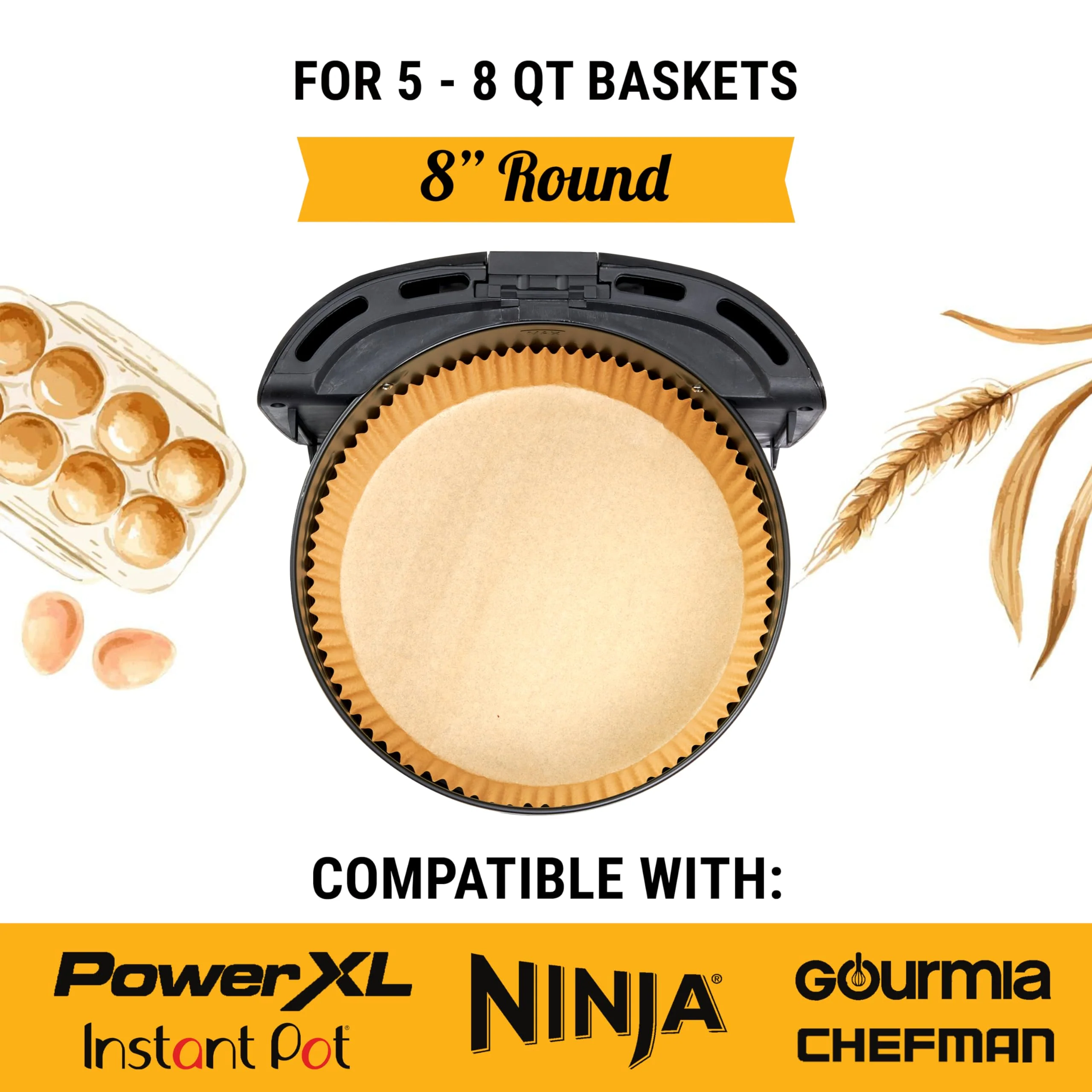 250 pcs Air Fryer Liners for Ninja, Round Disposable Airfryer Paper Liners – Non-Stick and Oil Proof for Easy Cleanup, Great for Oven, Pans & Baking – 8 Inch for 5-8 qt Basket - Image 9
