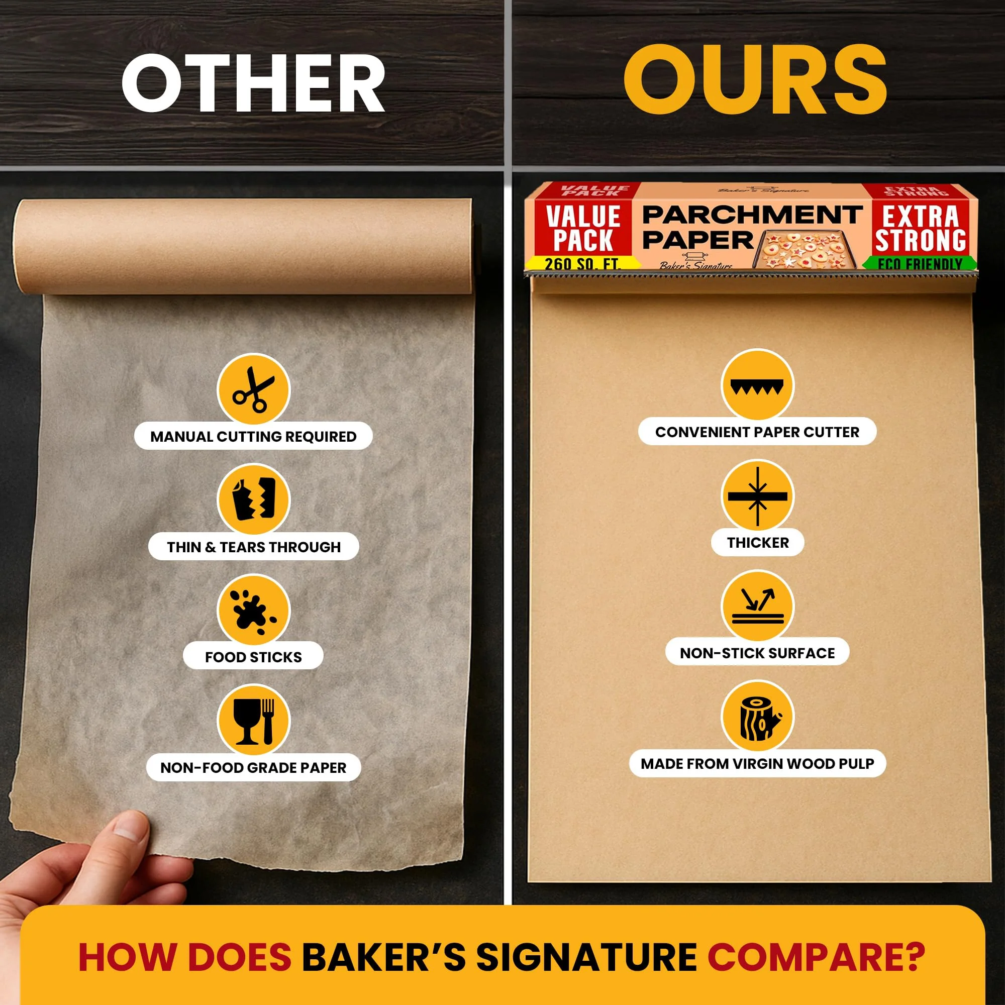 260 Sq.Ft Unbleached Parchment Paper for Baking – Roll with Cutter, Heavy Duty Non-Stick Brown Parchment for Baking, Cooking, Grilling, Steaming and Air Fryer, 15in x 210ft by Baker’s Signature - Image 2