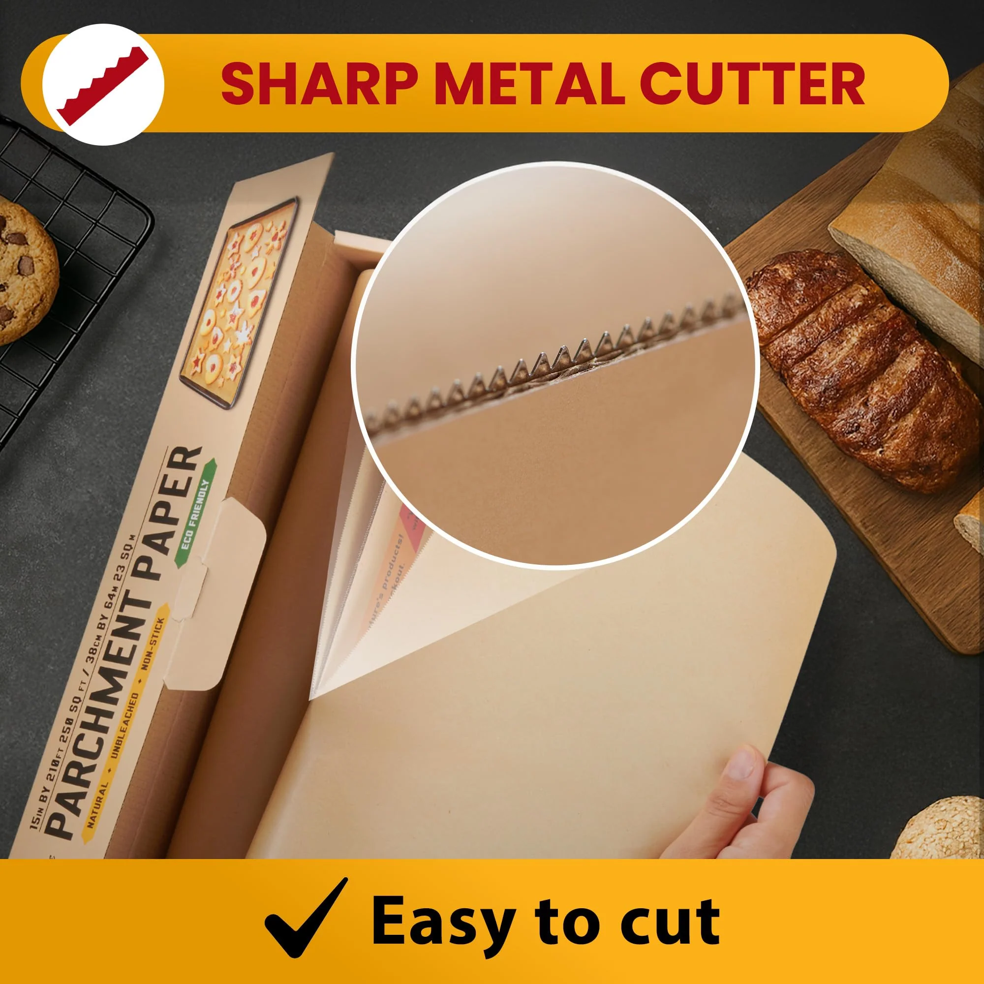 260 Sq.Ft Unbleached Parchment Paper for Baking – Roll with Cutter, Heavy Duty Non-Stick Brown Parchment for Baking, Cooking, Grilling, Steaming and Air Fryer, 15in x 210ft by Baker’s Signature - Image 6