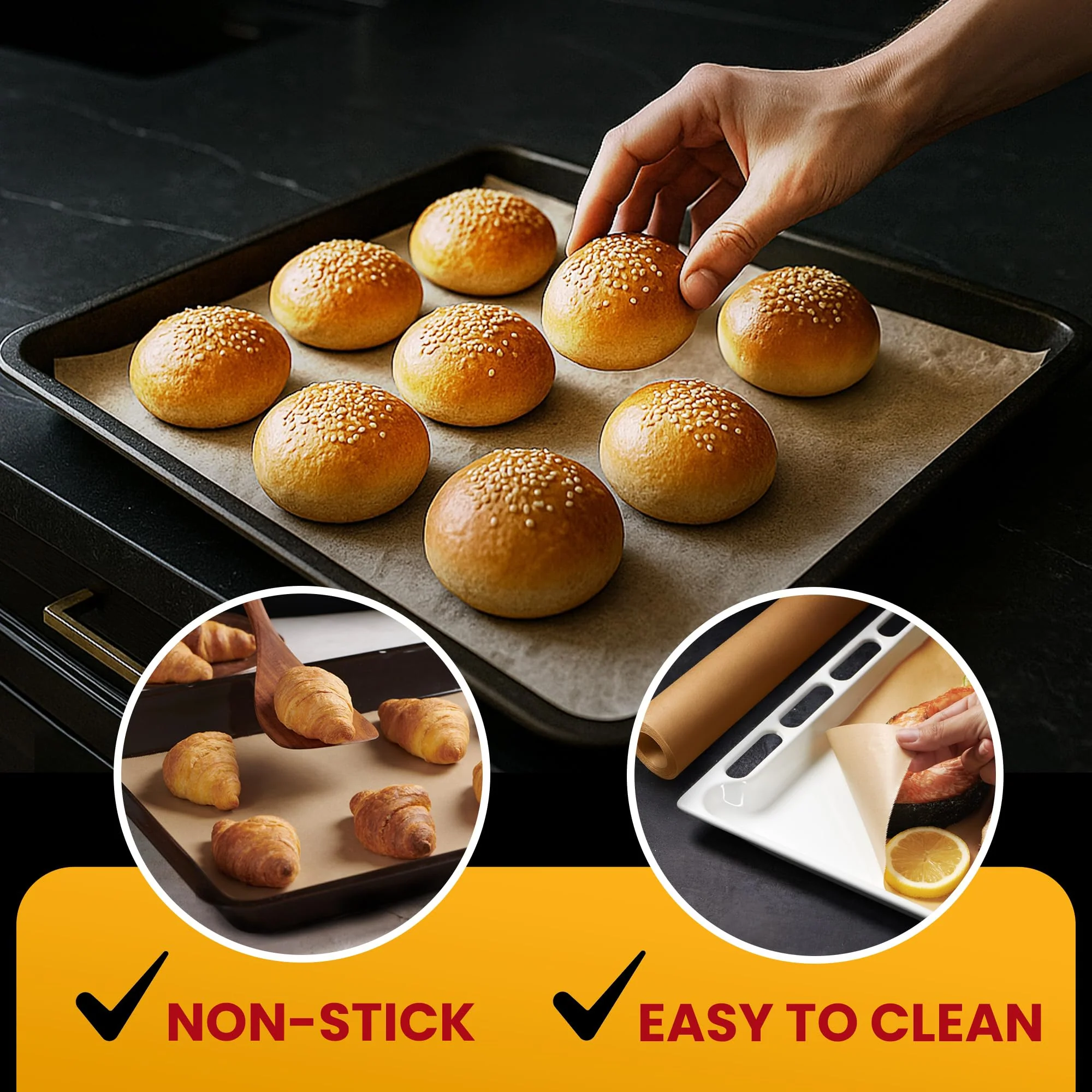 260 Sq.Ft Unbleached Parchment Paper for Baking – Roll with Cutter, Heavy Duty Non-Stick Brown Parchment for Baking, Cooking, Grilling, Steaming and Air Fryer, 15in x 210ft by Baker’s Signature - Image 7