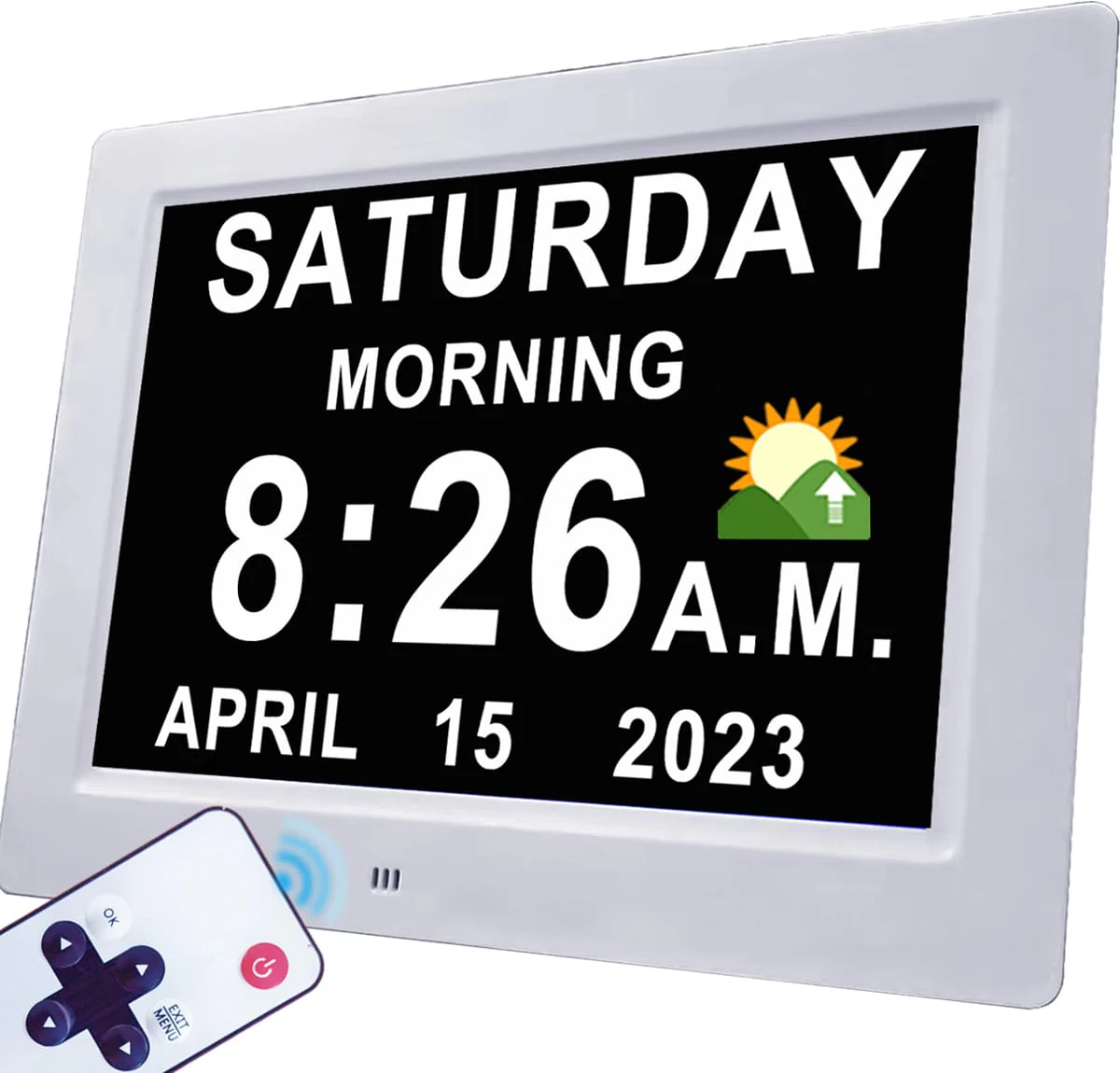 27 Alarms Digital Clock with Voice-Talking Time, Auto DST, 20 Custom Reminders, 10-Level Night Dimmer, Sleep Trainer, Day Date Week Calendar Clock for Seniors Dementia Alzheimers- 7 Inch with Remote - Image 2