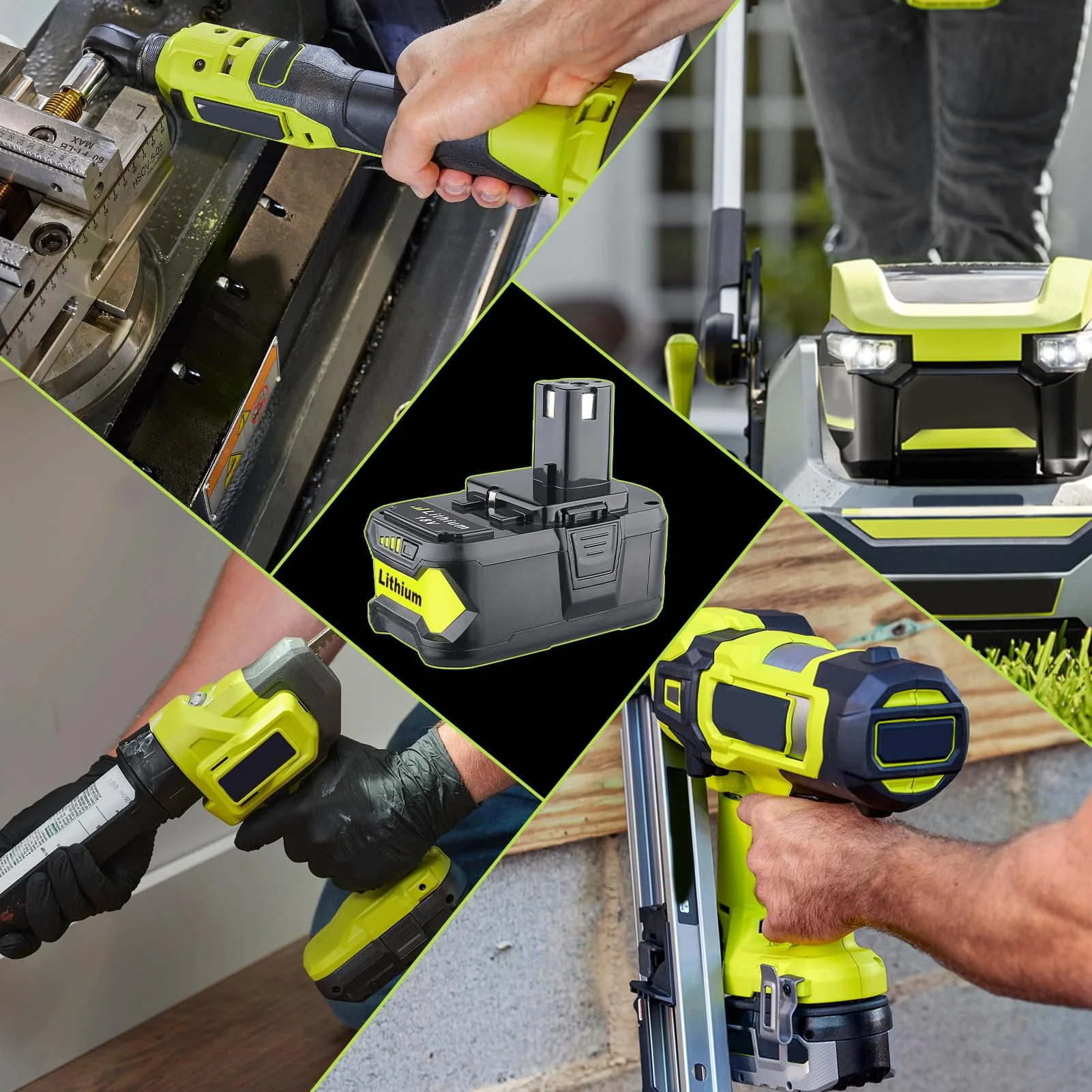 2Pack 6.0Ah Repacement for Ryobi 18V Battery with P117 Charger Compatible with Ryobi Battery 18V P102 P103 P104 P105 P107 P108 P109 Battery & Charger Kit - Image 7
