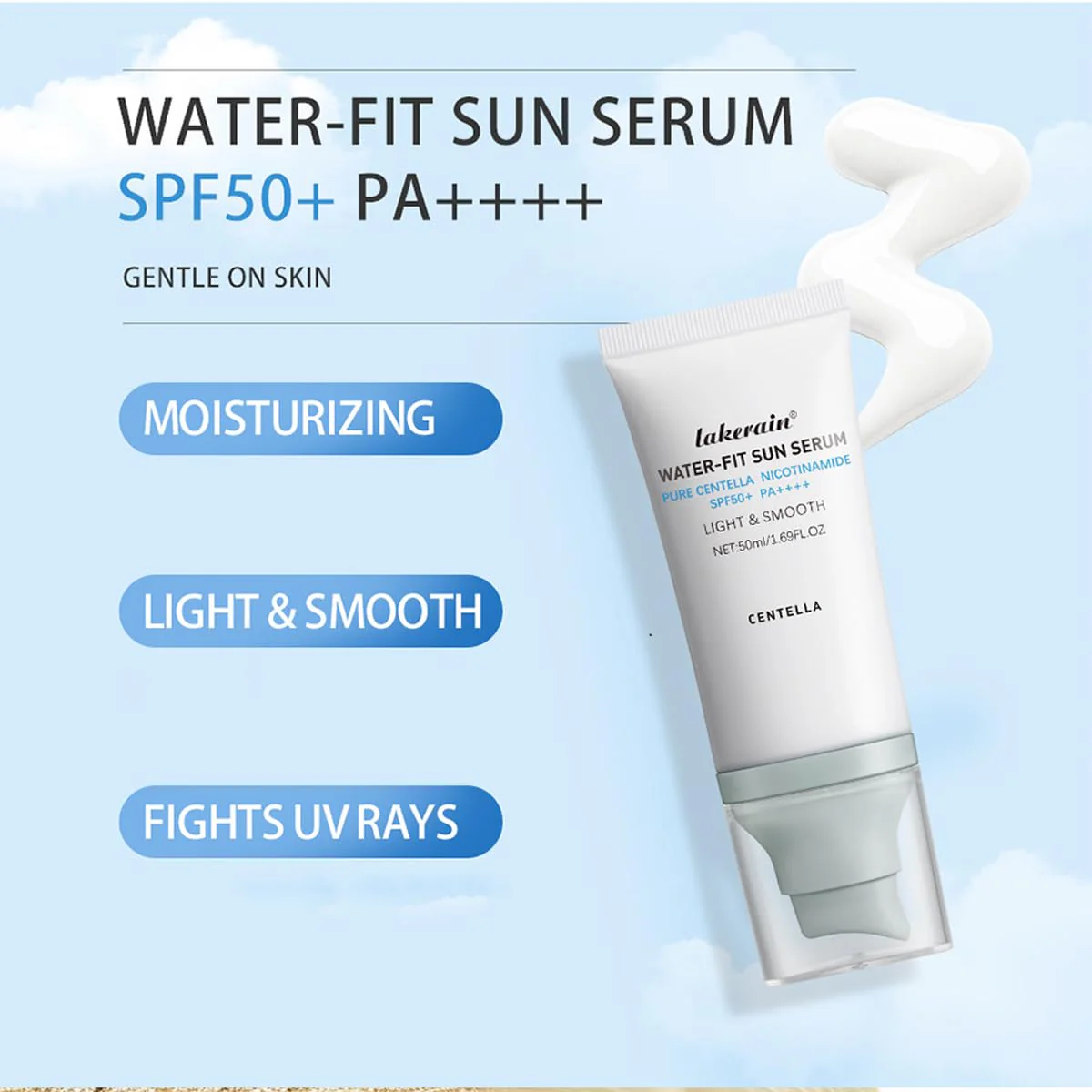 2PCS Centella Sunscreen SPF 50,Face Sun Screen Long-Lasting Protection,Madagascar Sunscreen,NO White Cast - Dry Oily Skincare (Blue) - Image 4