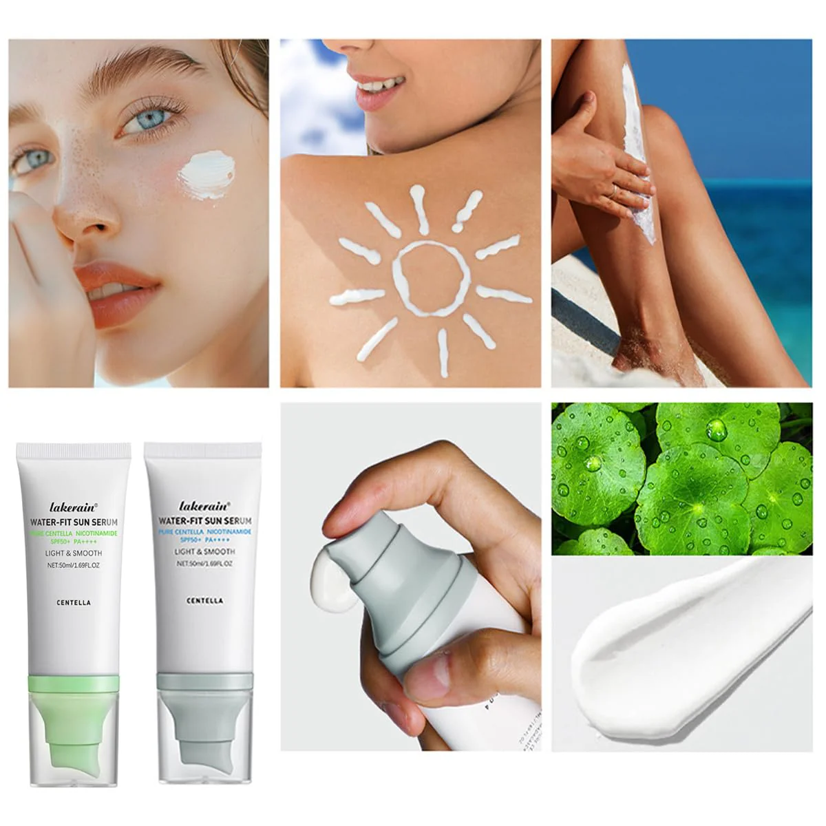 2PCS Centella Sunscreen SPF 50,Face Sun Screen Long-Lasting Protection,Madagascar Sunscreen,NO White Cast - Dry Oily Skincare (Blue) - Image 5