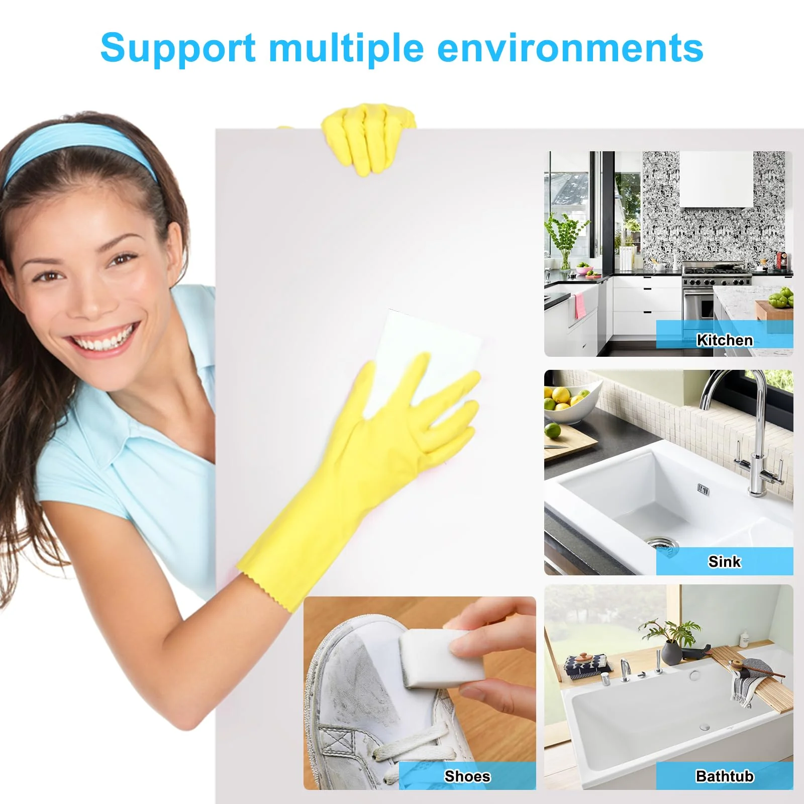 2X Density Magic Sponge Eraser,50 Pack Multi-Functional Household Cleaning Sponge for Furniture,Extra Thick and Long Lasting Melamine Cleaning Sponges for Bathroom,Floor, Wall Cleaner (50) - Image 3