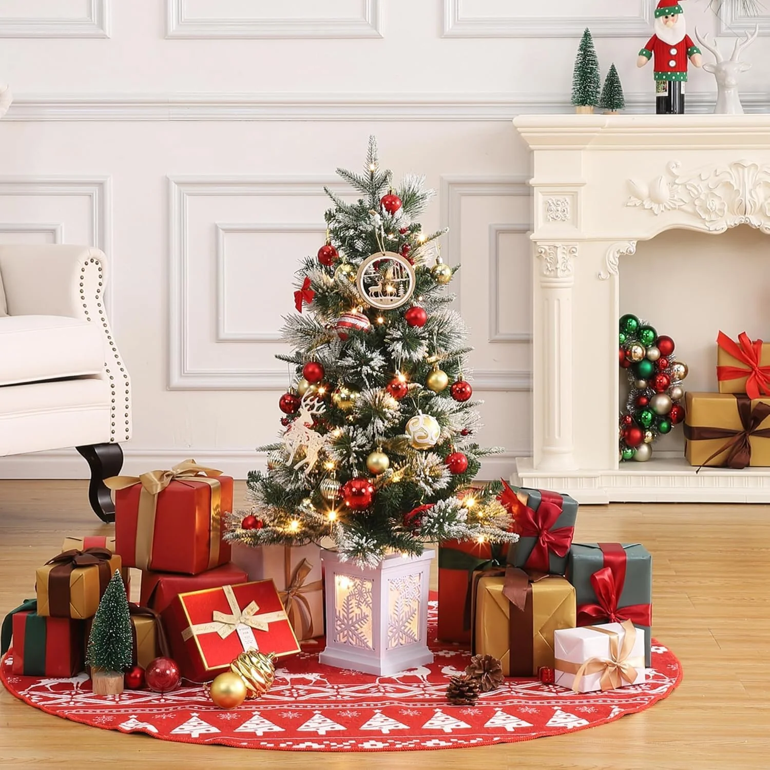 3 Ft Pre-Lit Christmas Tree, Artificial Christmas Trees with Lighting, Xmas Trees with 78 Led Lights, Christmas Decoration for Home, Office, Easy Assembly - Image 7