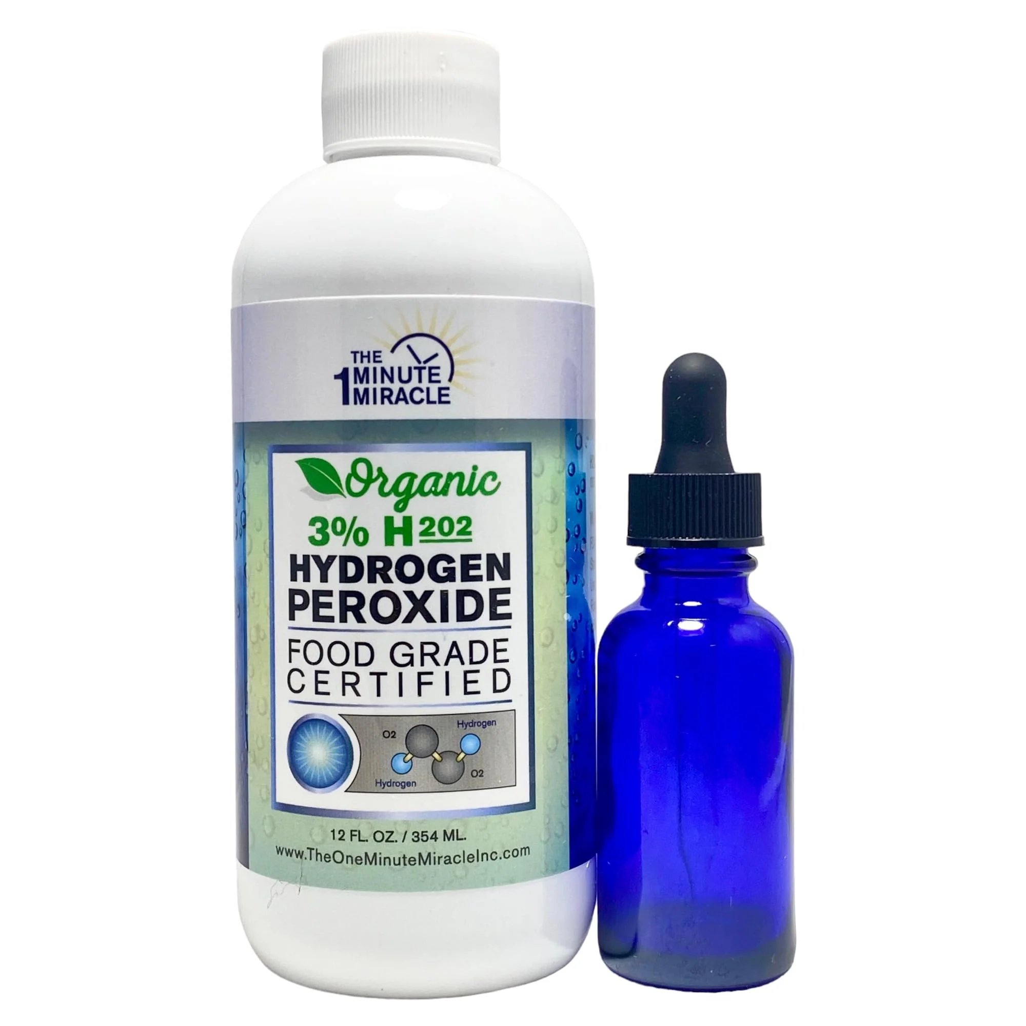 3% Hydrogen Peroxide Medical Food Grade H2o2-12 oz Bottle with 1 oz Bottle Dropper - Recommedned by The One Minute Cure Book. 11 Drops of 3% Equal to 1 Drop of 35% H2o2. - Image 2