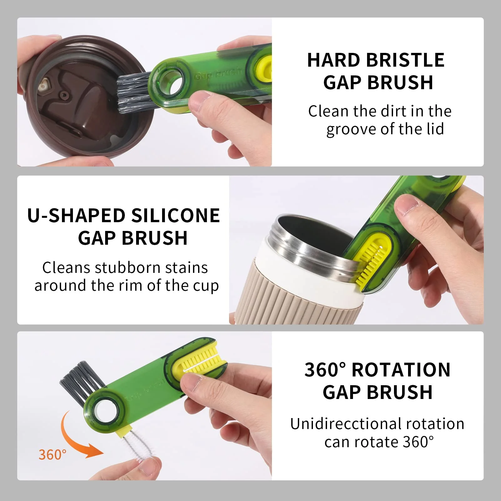 3 in 1 Cup Lid Gap Cleaning Brush Set, Multifunctional Insulation Bottle Cleaning Tools, Mutipurpose Tiny Silicone Cup Holder Cleaner, Home Kitchen Cleaning Tools - Image 7