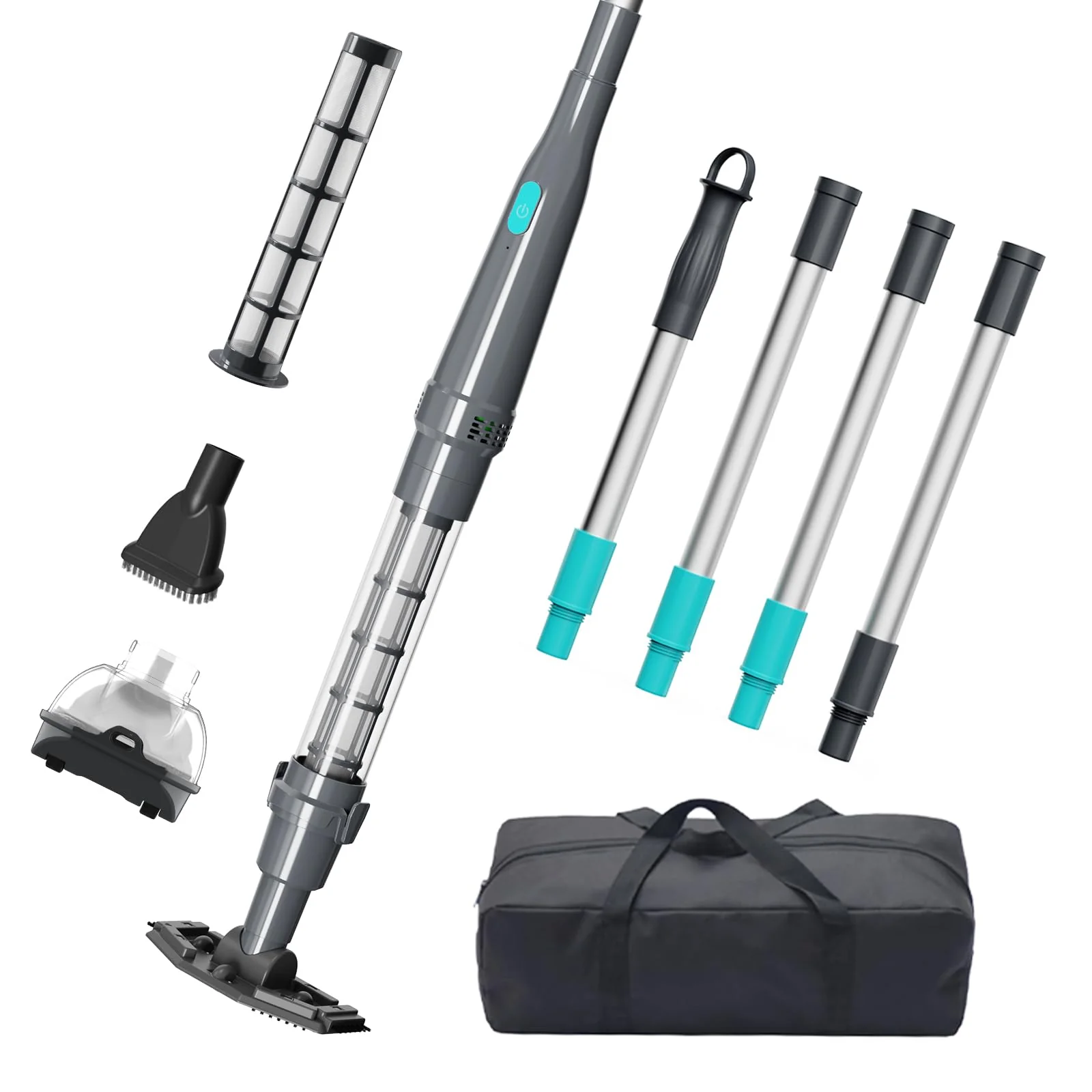 3 in 1 Handheld Spa Hot Tub Vacuum- Cordless Above Ground Pool Cleaner with 3 Brush Heads, 90 Mins Running Time, 13.2 Gallons/Min Powerful Suction, Ideal for Cleaning Debris and Sand Underwater,Black
