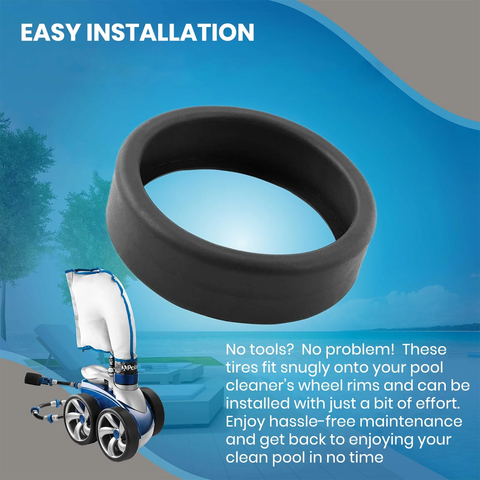 (3-Pack) Calvana Pool Cleaner Tires, 48-232 Replacement Compatible with Zodiac Polaris Black Max, 3900 Sport, 480, and P39 Pool Cleaners, Superior Traction & Durability - Image 2