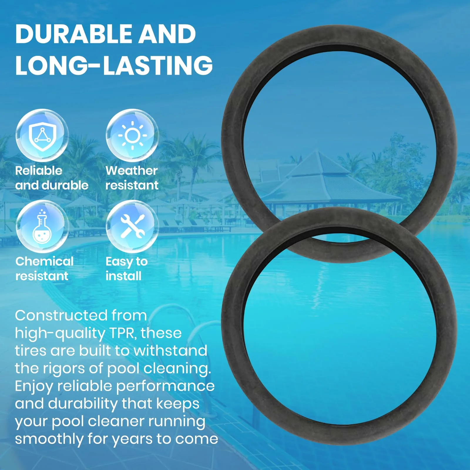 (3-Pack) Calvana Pool Cleaner Tires, 48-232 Replacement Compatible with Zodiac Polaris Black Max, 3900 Sport, 480, and P39 Pool Cleaners, Superior Traction & Durability - Image 6