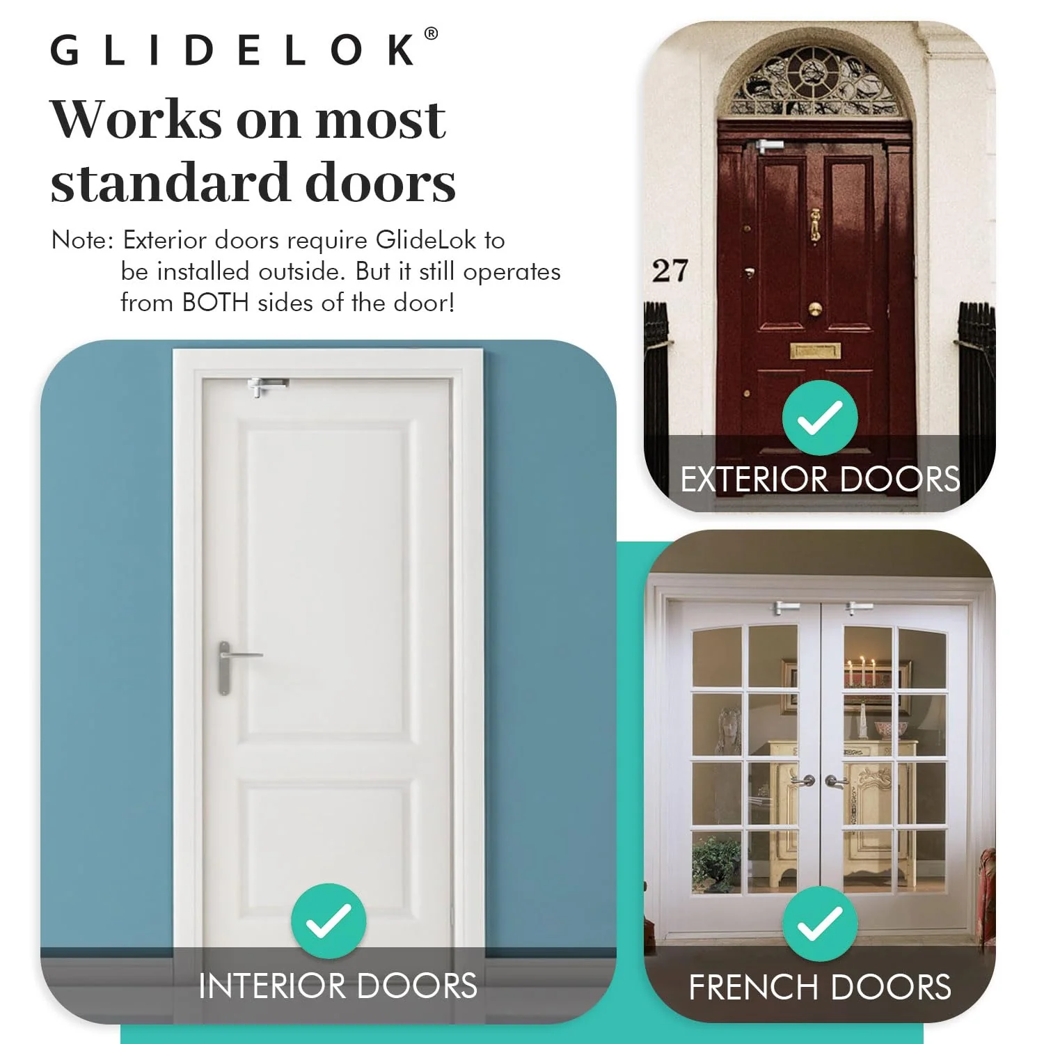 3 Pack – GlideLok Child Safety Door Top Lock | Adults Can Operate from Either Side | Works on Interior & Exterior Doors | for Elderly Caregivers, Toddler Parents - Image 6