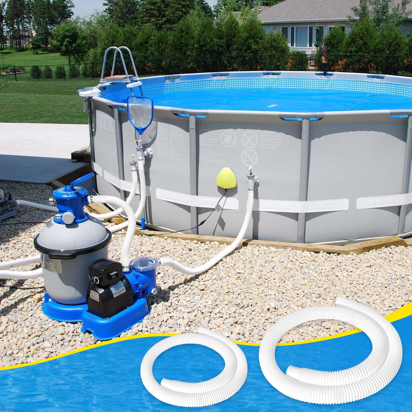 3 Pcs 1.25" Pool Hose, 59" Long Accessory Pool Pump Replacement Hoses, Compatible with All Above Ground Pool Filter Pumps that Use 1 1/4 Diameter Hoses - Image 2