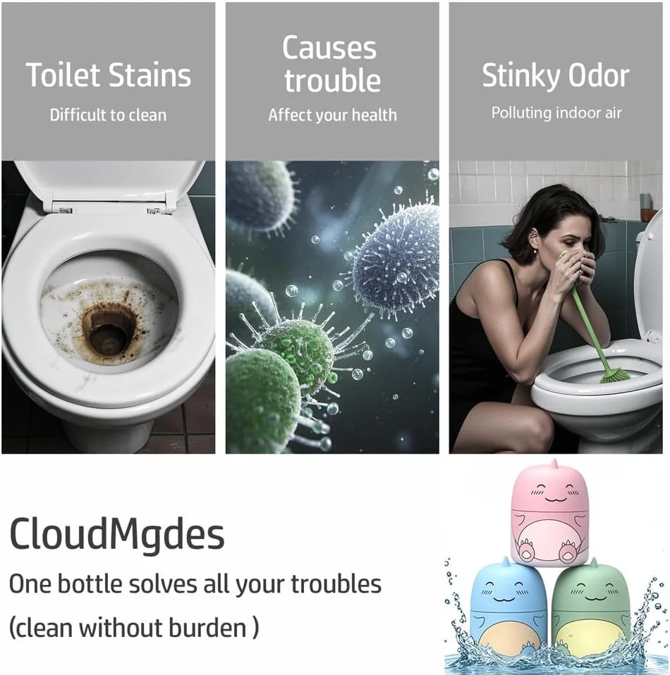 3 PCS Cute Dinosaur-Shaped Toilet Bowl Cleaner Bottle, Automatic Bathroom Toilet Tank Cleaner with Ocean Scent,Septic Toilet Bowl Tablets in Bottles, Automatic Long-Lasting Toilet Cleaner Bottle - Image 2
