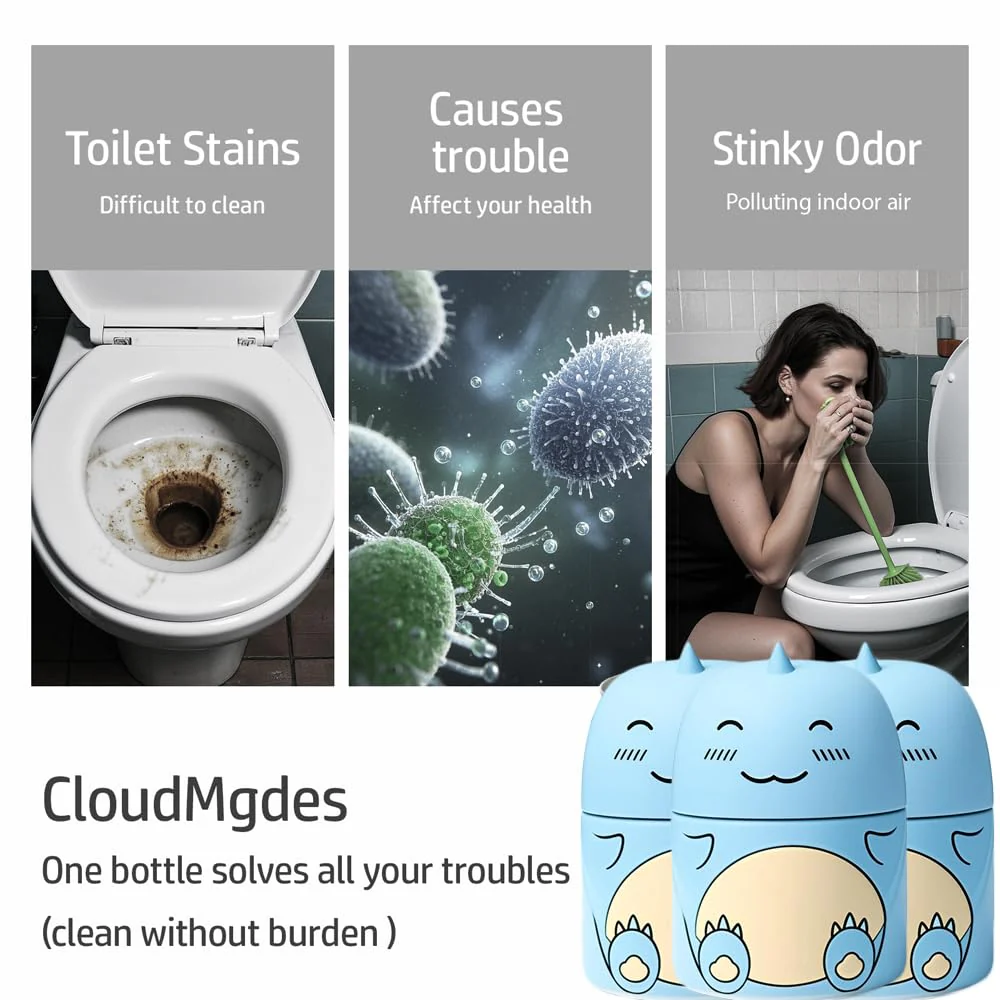 3 PCS Cute Dinosaur-Shaped Toilet Bowl Cleaner Bottle, Automatic Bathroom Toilet Tank Cleaner with Ocean Scent,Septic Toilet Bowl Tablets in Bottles, Automatic Long-Lasting Toilet Cleaner Bottle - Image 4