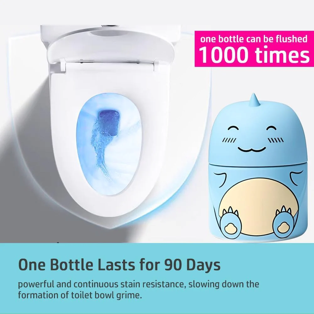 3 PCS Cute Dinosaur-Shaped Toilet Bowl Cleaner Bottle, Automatic Bathroom Toilet Tank Cleaner with Ocean Scent,Septic Toilet Bowl Tablets in Bottles, Automatic Long-Lasting Toilet Cleaner Bottle - Image 7