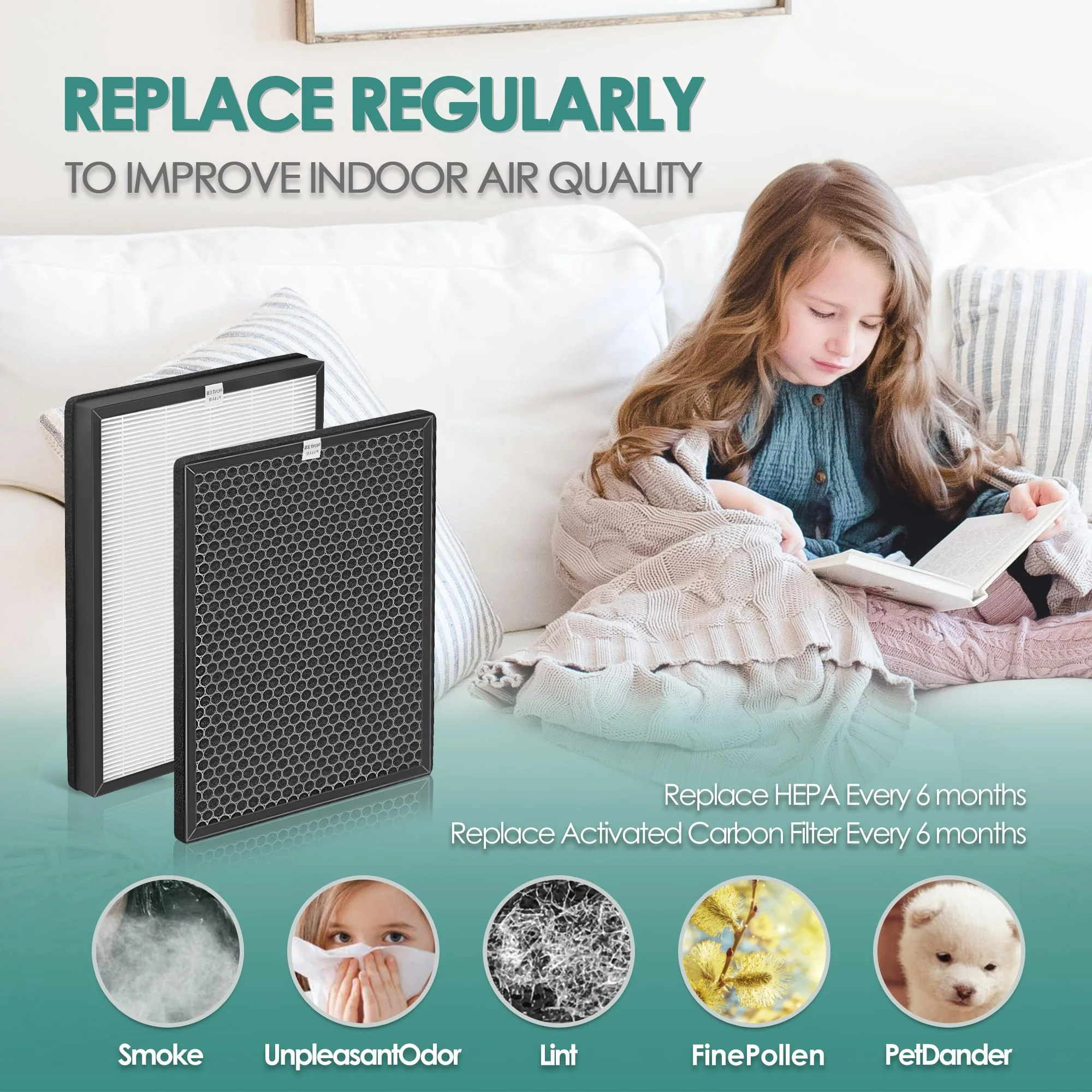3-Set Alexapure Breeze Filter Replacement AP-B103 and AP-B104 Compatible with Alexapure Breeze Air Purifier AP-B102 and 3049, 3x True High-Efficiency Filter & and 3x Activated Carbon Filter AP-B104 - Image 6