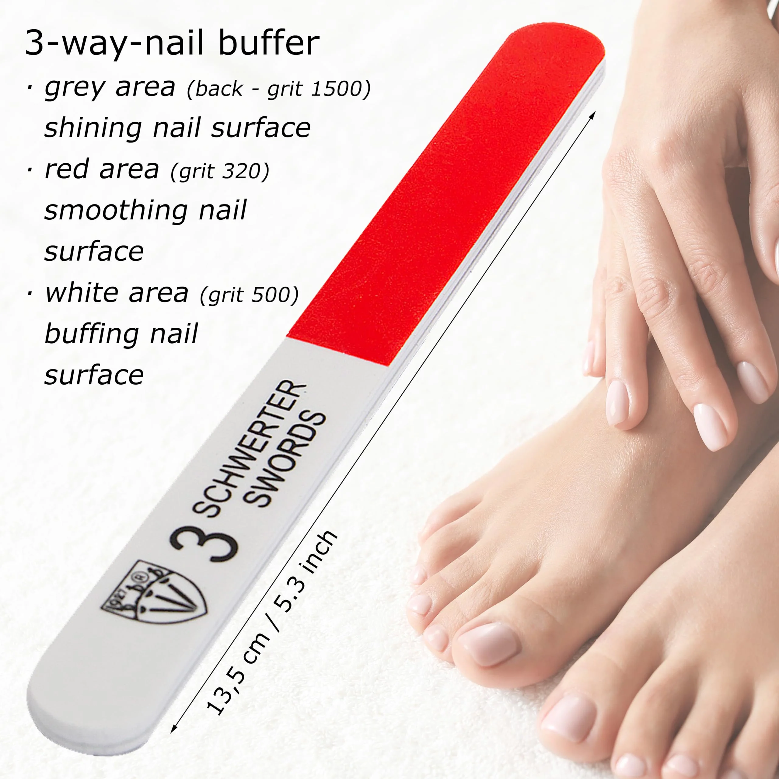 3 Swords Germany - Sapphire Metal Nail File Set 2 Pieces with 1 PIECE 3-Way Nail Buffer – Nail Care Made in SOLINGEN/Germany - Image 4