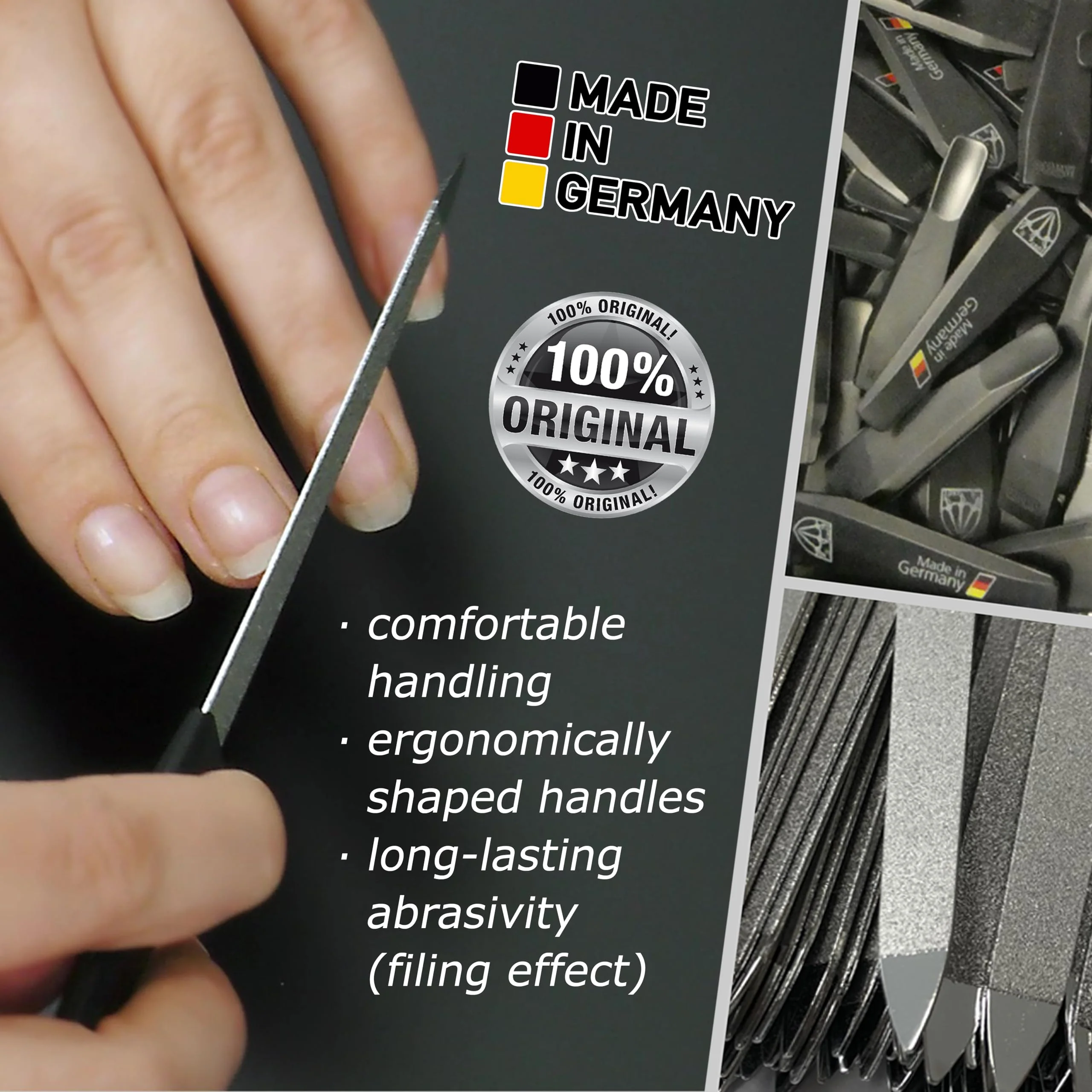 3 Swords Germany - Sapphire Metal Nail File Set 2 Pieces with 1 PIECE 3-Way Nail Buffer – Nail Care Made in SOLINGEN/Germany - Image 6